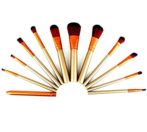 KAYI 12-Piece Washable Makeup Brush Set (Gold) - Professional Cosmetic Brushes for Foundation, Blending, Contouring & Eyeshadow - Perfect Gift for Women & Girls - Ideal for Daily Makeup, Travel & Professional Use