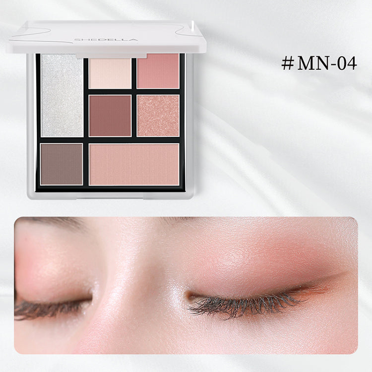 SHEDELLA Minimalist 7-Color Eyeshadow Palette - Natural & Matte Shades for Everyday Makeup, Party & Special Occasions