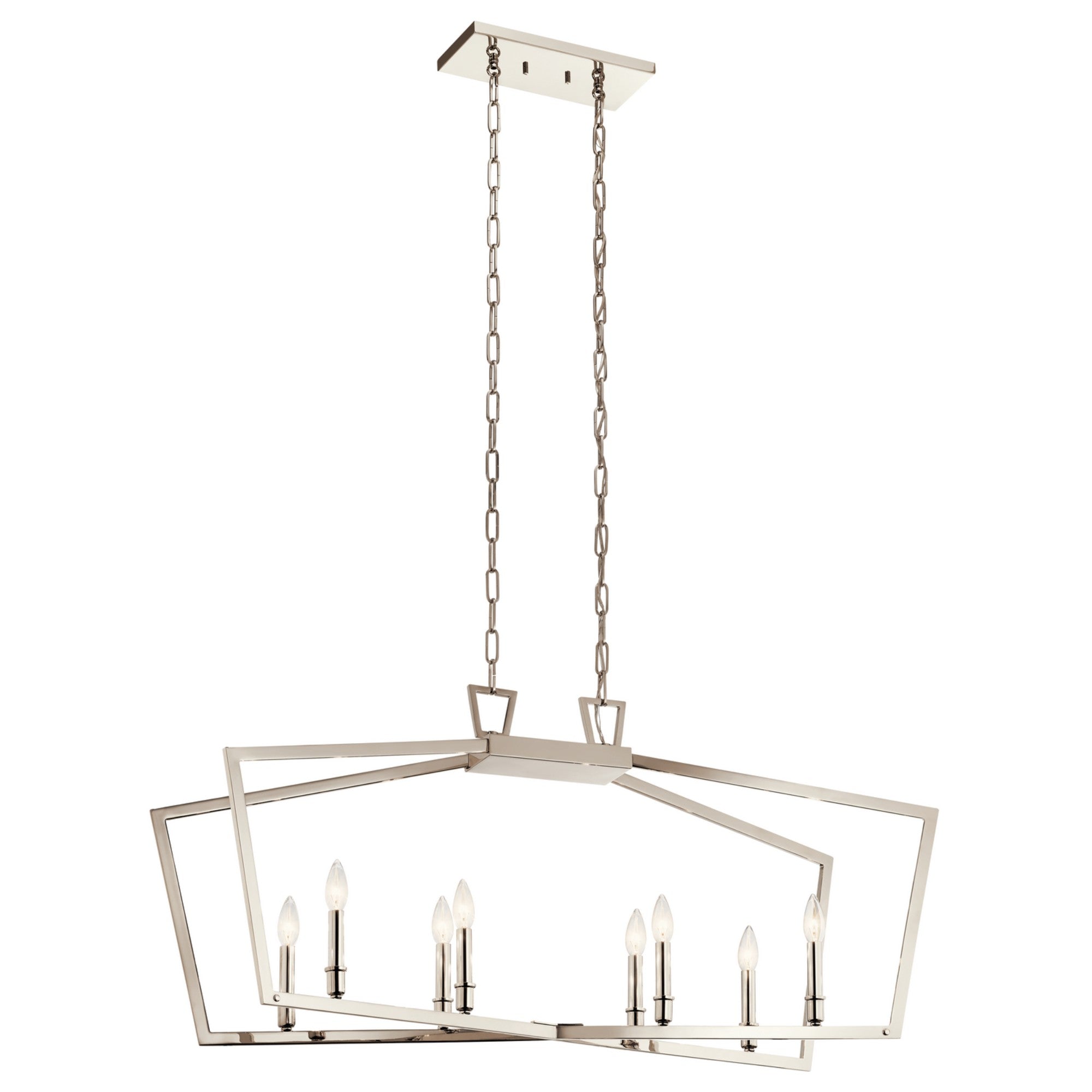 Abbotswell 42 Inch 8-Light Modern Chandelier in Polished Nickel Finish - Elegant Dining Room Lighting Fixture for Home Decor