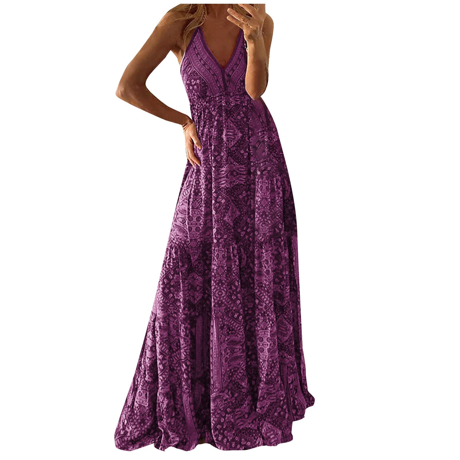 Women's Floral Chiffon Summer Dress - Sleeveless Cowl Neck A-Line Midi Dress for Casual Wear | Perfect for Beach Vacations, Garden Parties & Summer Outings