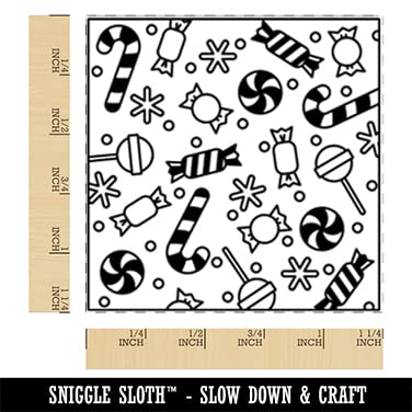 Christmas Candy Canes & Snowflakes Rubber Stamp Set - 1.25 Inch Small Craft Stamp for DIY Cards, Scrapbooking & Holiday Gift Wrapping
