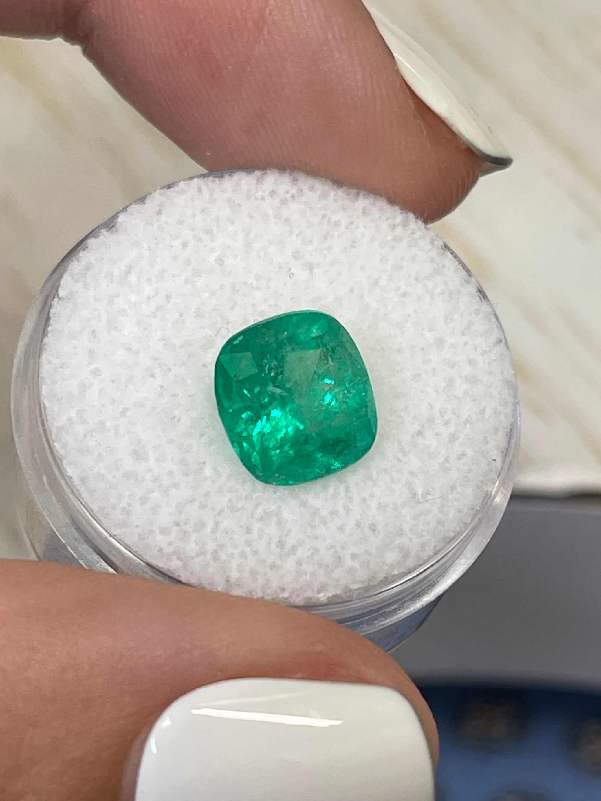 3.48 Carat 9.5x9mm Natural Colombian Emerald Loose Gemstone - Cushion Cut Earthy Green Color for Jewelry Making, Engagement Rings & Collector's Pieces