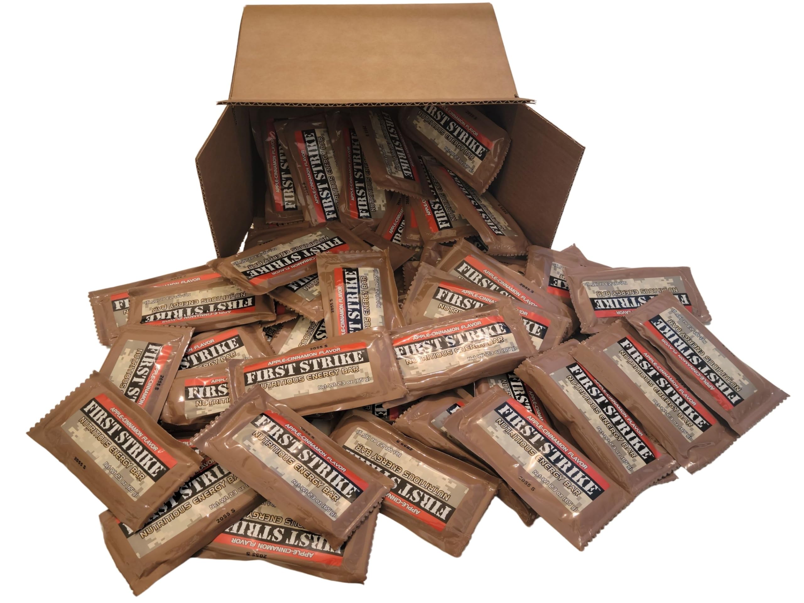 First Strike Apple-Cinnamon Energy Bar - 2.3 oz Full Size (Pack of 48) | High Protein Nutritious Snack for Hiking, Camping & Emergency Food Supply