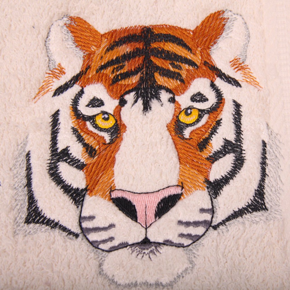 Premium Bath Towel Set with Embroidered Tiger Design - Soft & Absorbent Cotton Towels for Spa, Bathroom & Luxury Home Decor