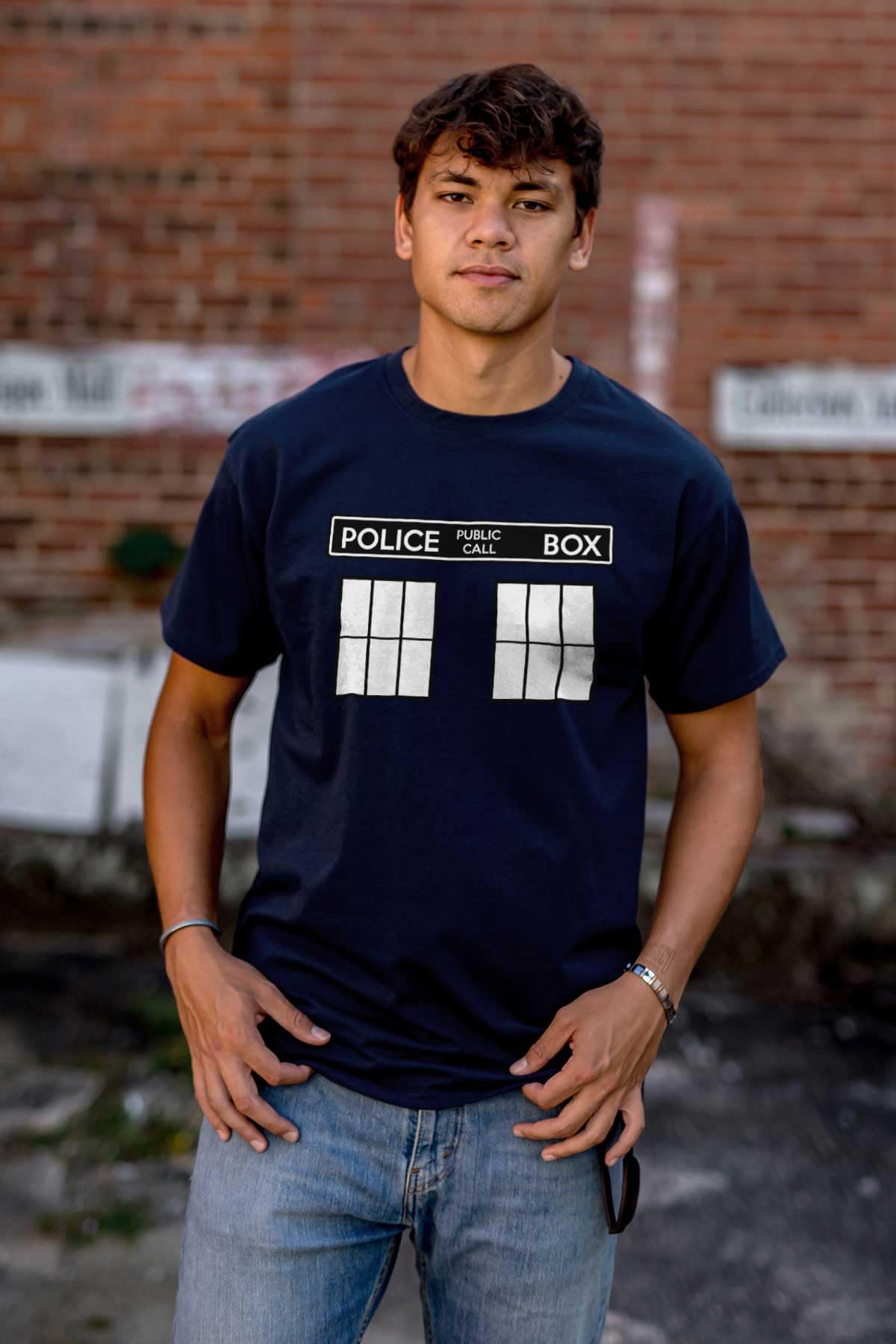 Police Box Doctor Who Cybermen Time Travel Graphic T-Shirt for Men & Women - Sci-Fi Fan Gift & Cosplay Costume