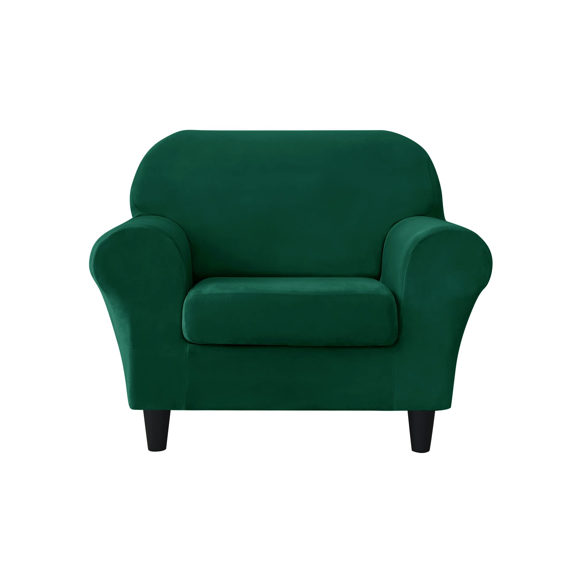 Ultra Soft Velvet Stretch Sofa Slipcover - Pet & Kid Friendly Furniture Protector - Green Small Couch Cover for Living Room, Home Decor & Daily Use