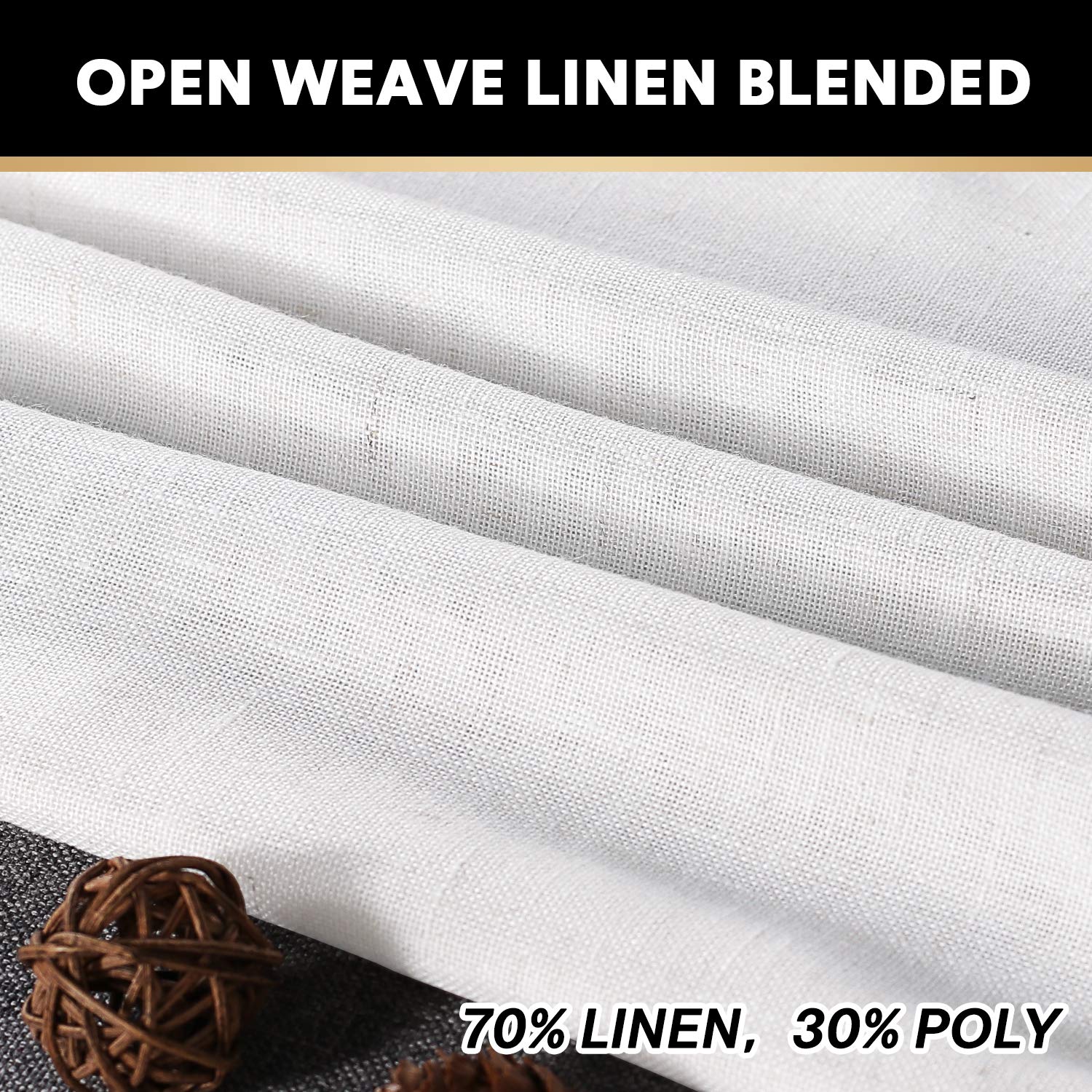 PrinceDeco 63 Inch Linen Curtains - Rod Pocket Window Drapes for Bedroom, Farmhouse & Country Decor - Thick Burlap Look Linen Panels (Off White, 52