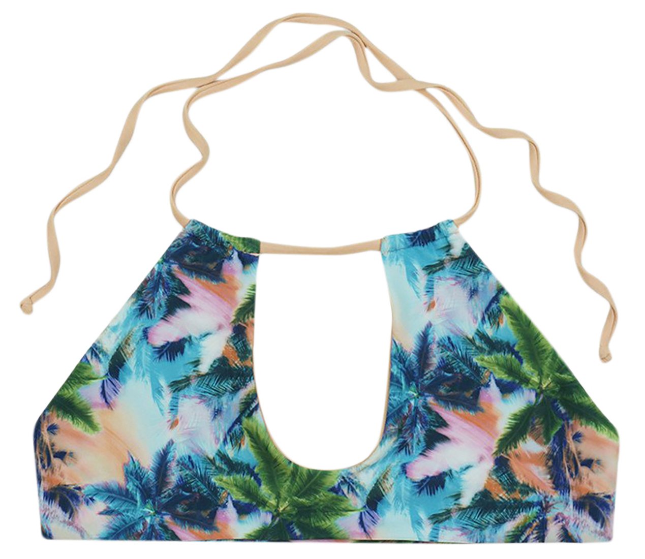 ToBeInStyle Women's Seamless Keyhole Halter Back Tie Bikini Top - Sexy Swimwear for Beach, Pool & Summer Vacations
