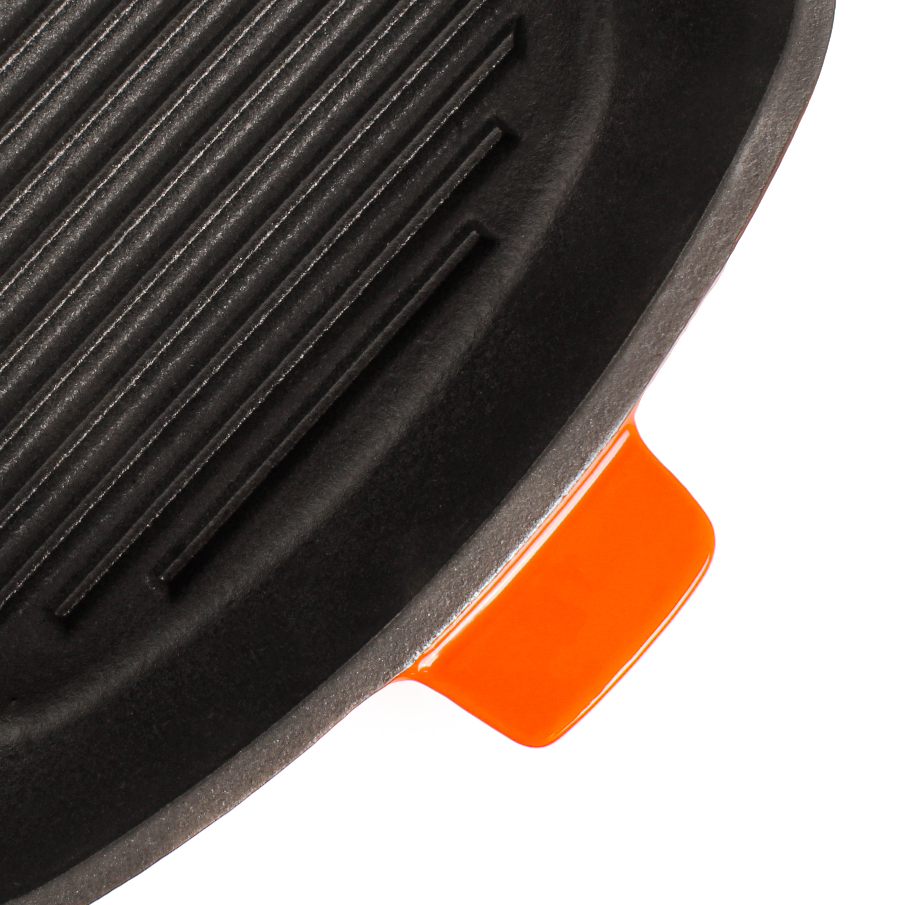 BergHOFF Neo 2-Piece Cast Iron Grill Pan Set with Steak Press - 11 Inch, Orange | Perfect for Indoor/Outdoor Grilling, BBQ, Steak, Burgers & More