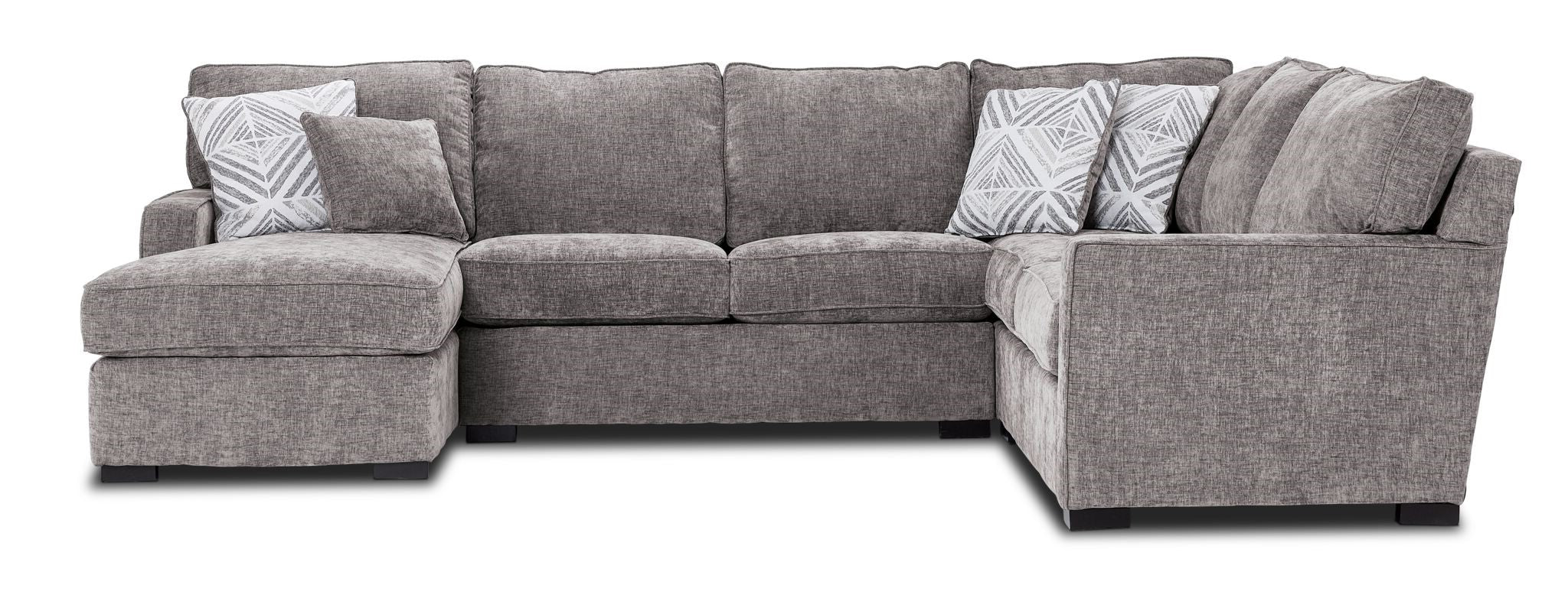 Charlotte 4-Piece Sectional Sofa with Left-Facing Chaise in Smoke Gray - Modern Living Room Furniture for Small Spaces & Apartments