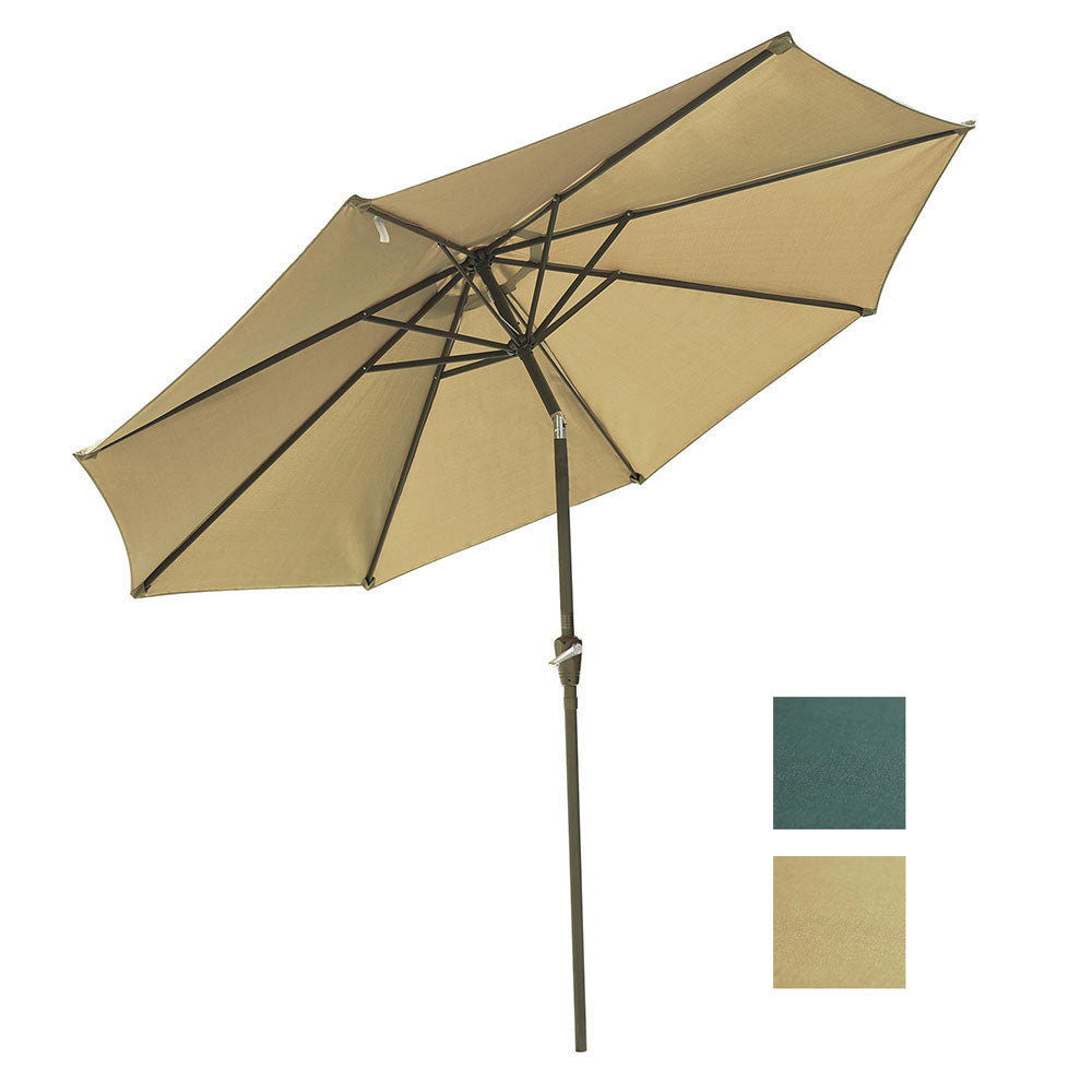 9 ft 8 Rib Outdoor Patio Tilt Umbrella with 200 GSM Canopy - Sun Shade for Poolside, Backyard, and Beach Use - TheLAShop