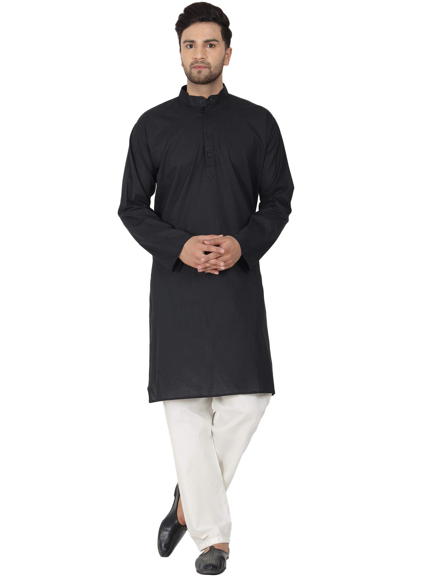SKAVIJ Men's Cotton Kurta Pajama Set - Indian Traditional Tunic & Lounge Pants for Yoga, Meditation & Casual Wear | Breathable Comfort Outfit for Home & Festivals