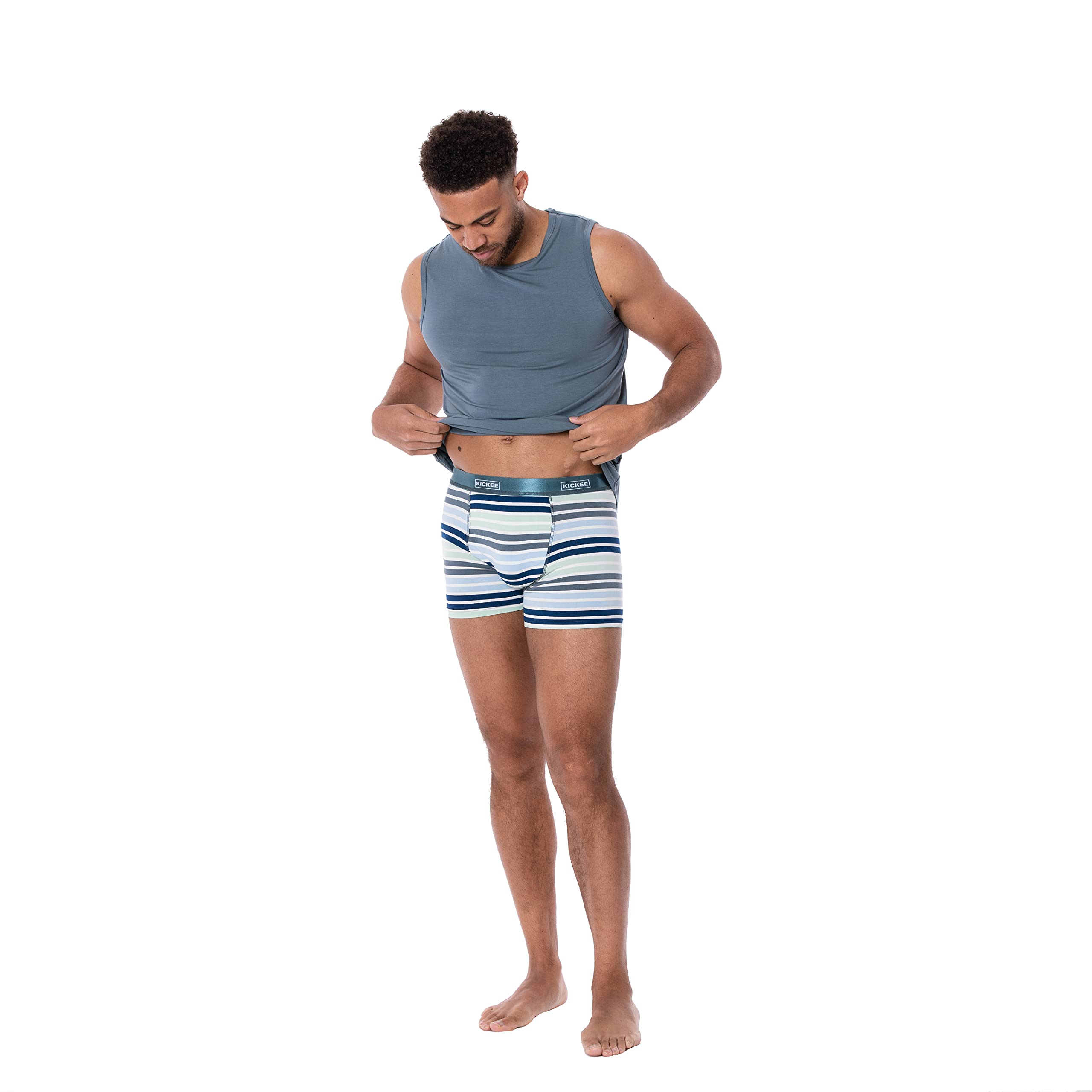 KICKEE Men's Silky Soft Print Boxer Brief Underwear - Comfortable & Breathable Cotton Blend for Everyday Wear - Perfect for Workout, Lounge & Sleep