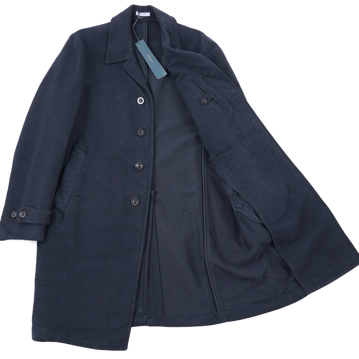 Boglioli Men's Brushed Moleskin Cotton Overcoat - Premium Winter Coat for Business Casual & Formal Occasions