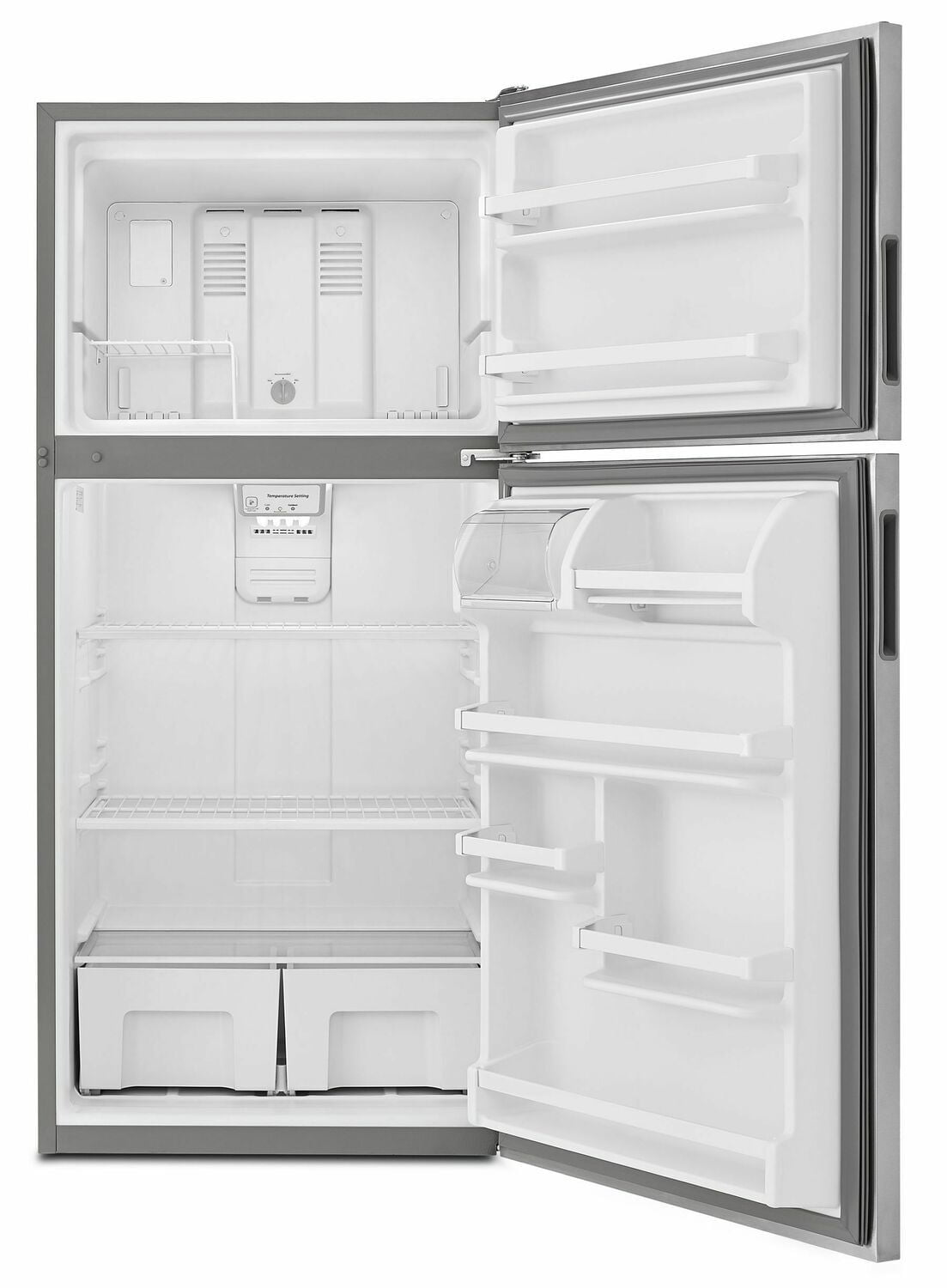 Amana ART308FFDM 30 Inch Wide Top Freezer Refrigerator - 18 Cu. Ft. Stainless Steel with Garden Fresh Crisper Bins | Perfect for Kitchens, Apartments & Small Homes | Energy Efficient & Space Saving Design