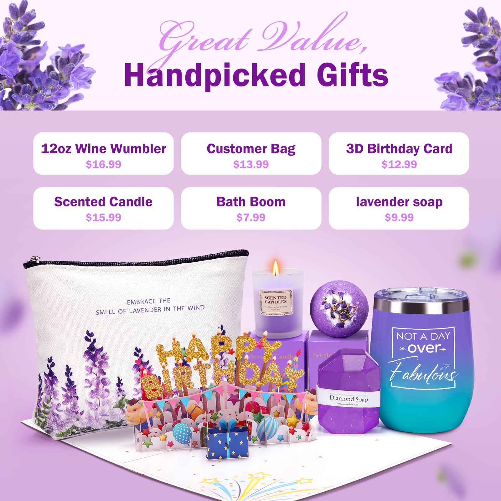 Unique Birthday Gifts for Women - Thoughtful Present for Mom, Best Friend, Sister or Daughter | Spa Gift Basket with Birthday Card | Perfect for Relaxing Bath Time & Special Occasions