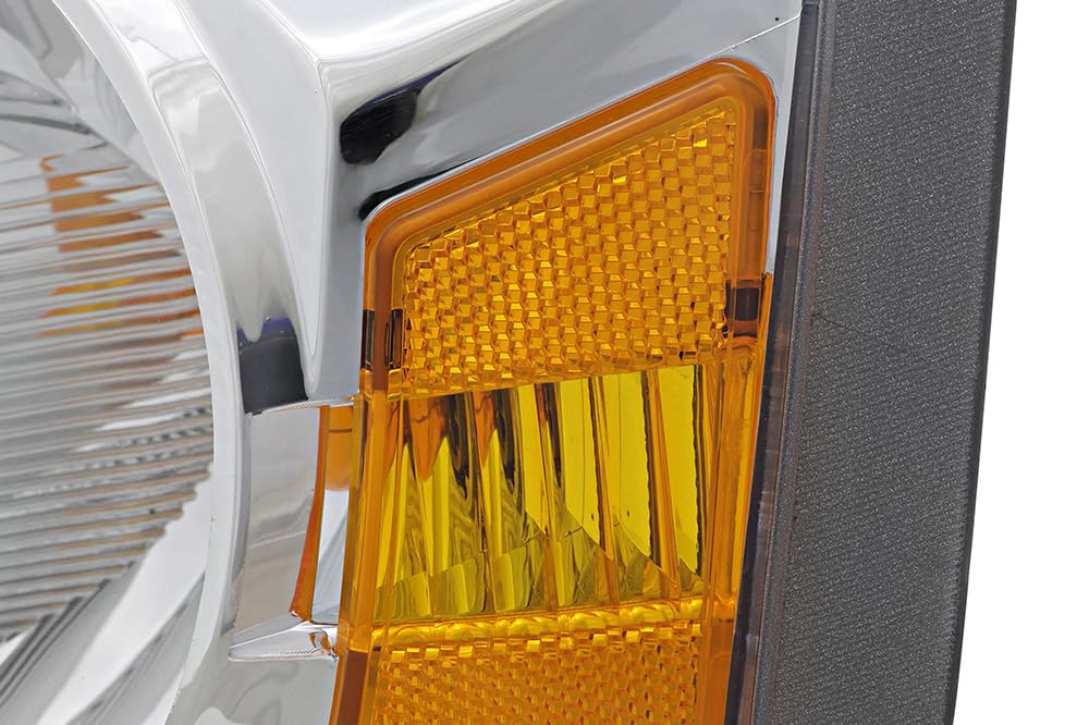 2006-2007 Dodge Dakota Replacement Headlights Set - Halogen Chrome Trim Headlamp Assembly for Driver & Passenger Side - Perfect for Night Driving & Off-Road Adventures