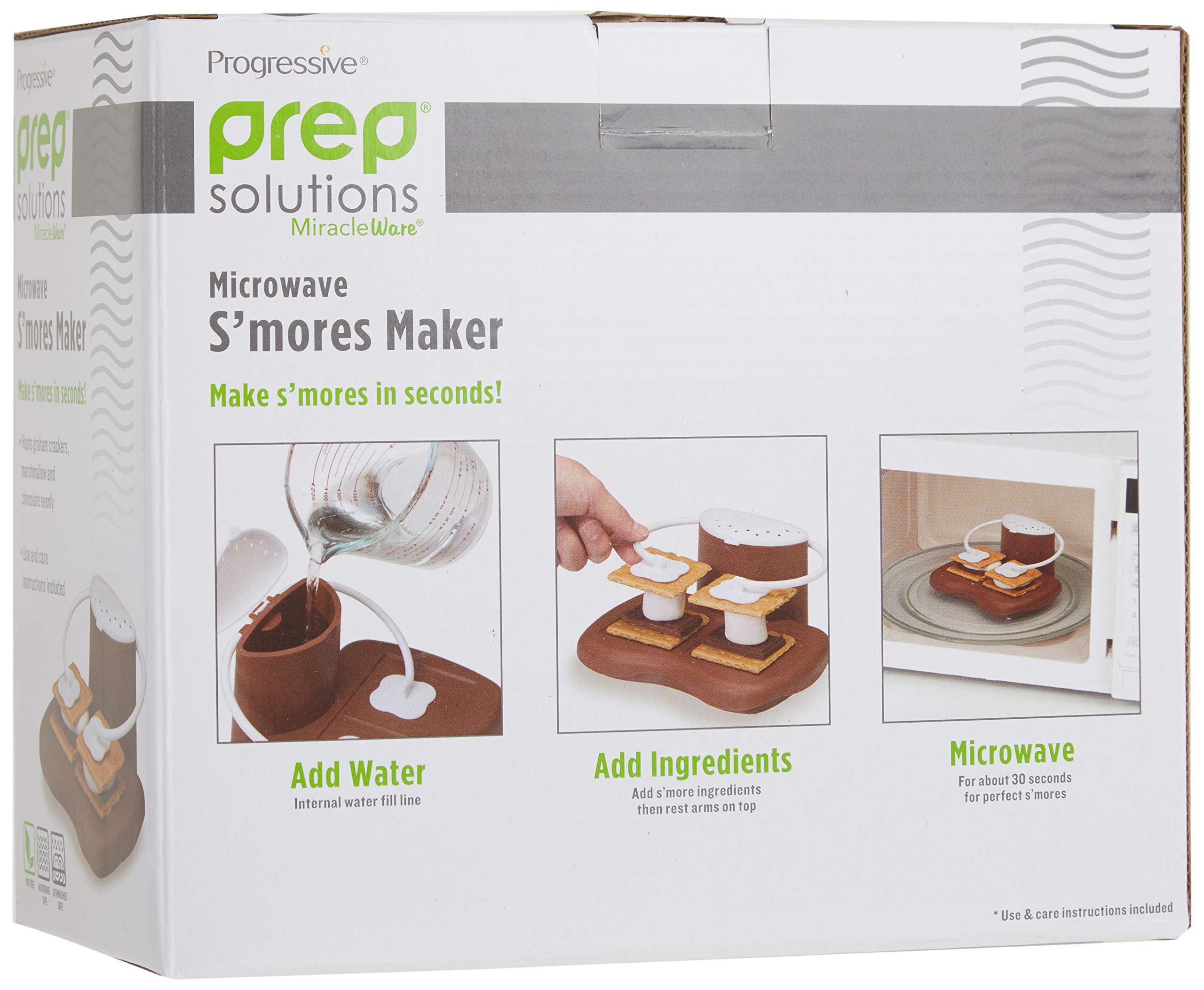 Progressive Prep Solutions Microwave S'mores Maker – Quick & Easy Homemade S'mores in Minutes, Brown/White – Perfect for Camping, Parties, Family Gatherings & Indoor/Outdoor Use