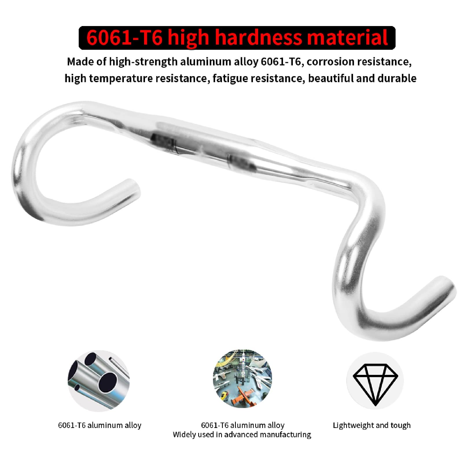 Lightweight Aluminum Road Bike Drop Handlebar - 25.4mm/31.8mm Clamp Size - 380/400/420/440mm Width Options - Perfect for Racing & Endurance Cycling (31.8x420mm Black) - Ideal for Road Bikes, Commuting & Long-Distance Riding