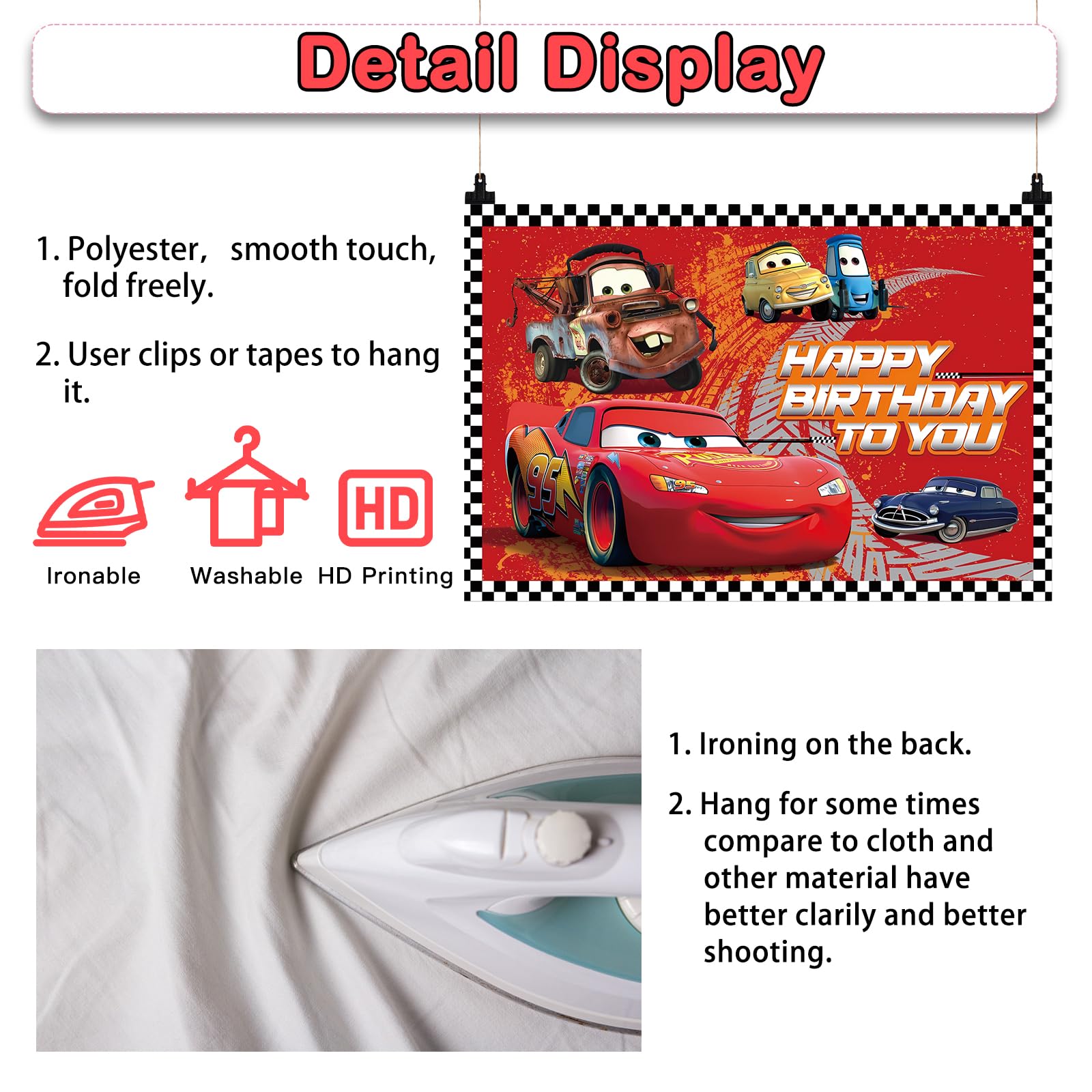 5x3FT Cartoon Car Birthday Backdrop - Happy Birthday Banner Background for Kids Party Decorations, Photography Props | Perfect for Birthday Parties, Baby Showers & Photo Booths