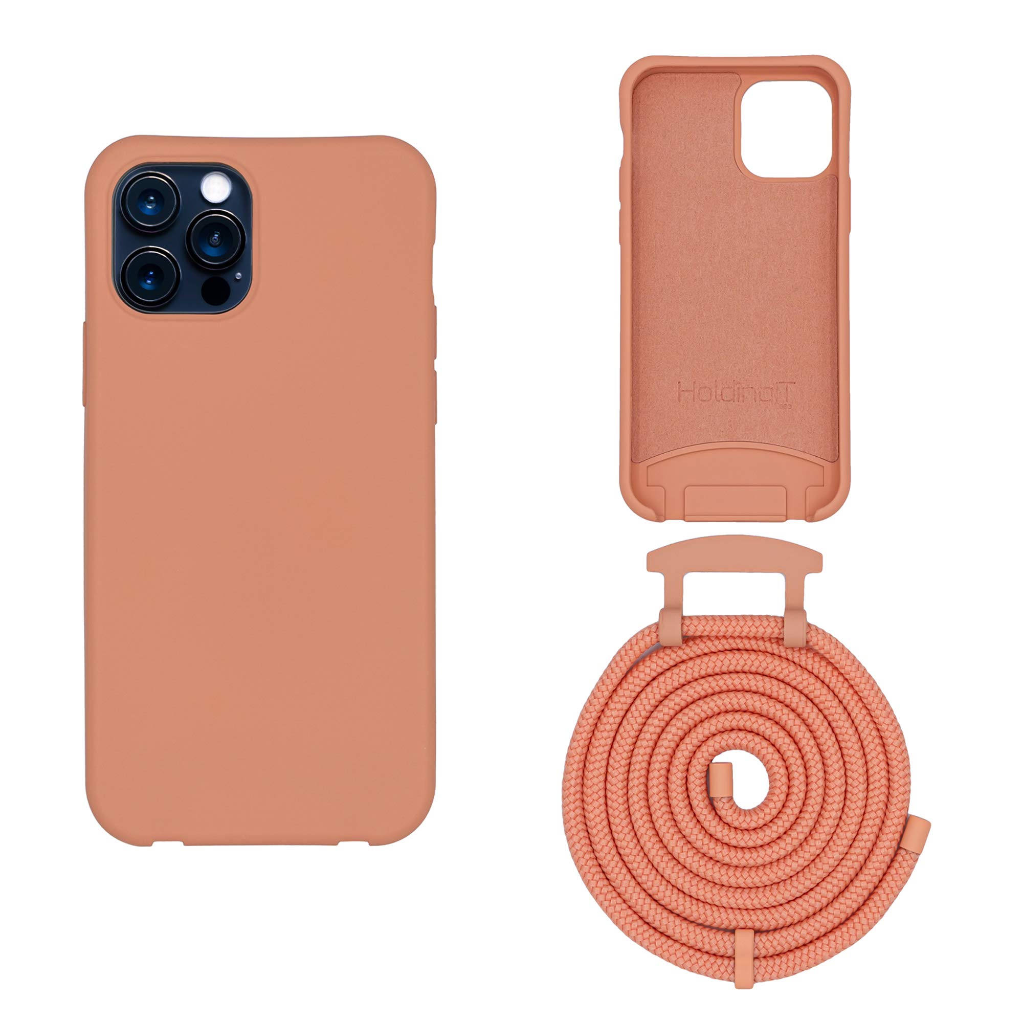 HoldingIT 2-in-1 Crossbody Phone Case with Detachable Lanyard for iPhone 13 - Adjustable Rope & Drop Protection - Black | Perfect for Travel, Shopping & Outdoor Activities