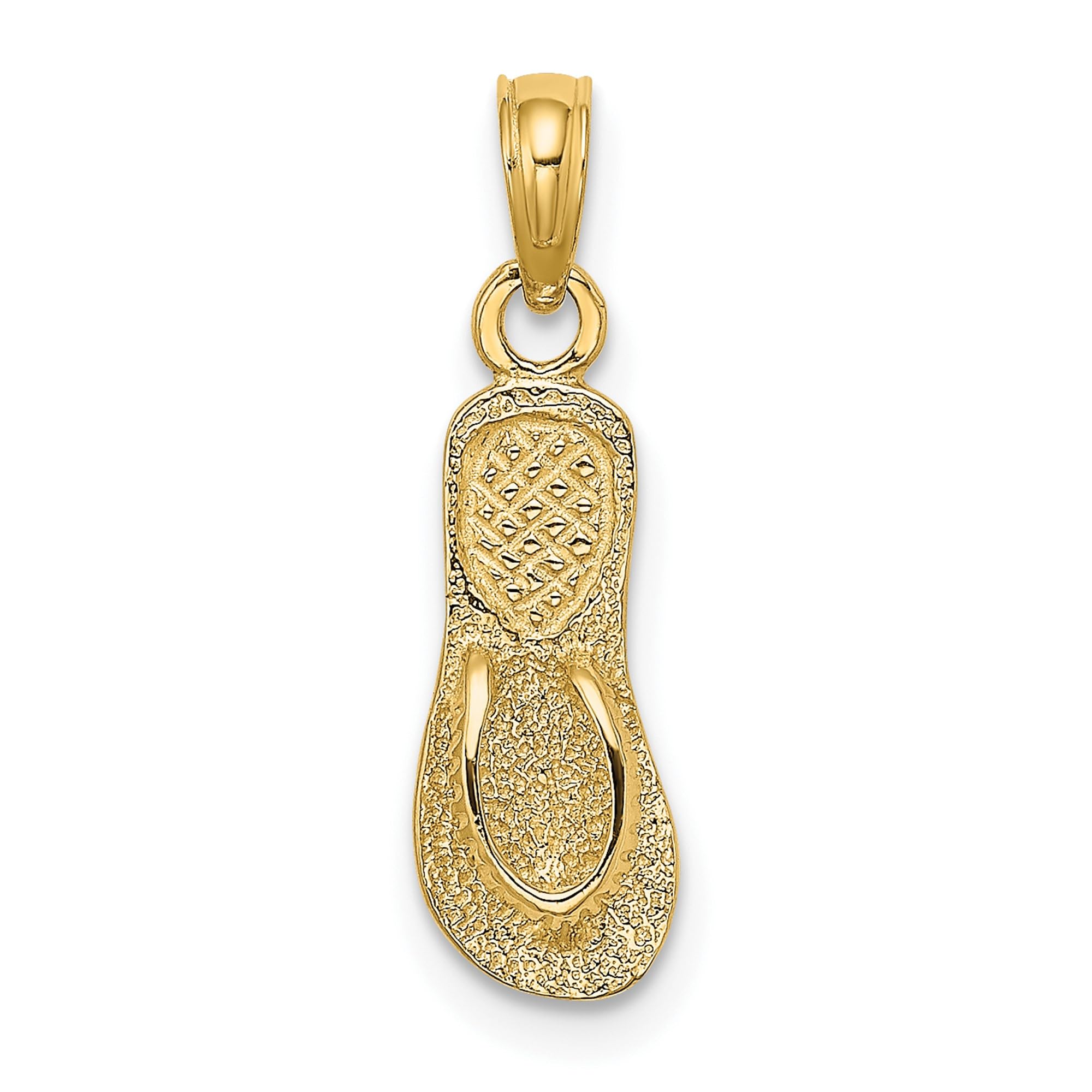 14K Solid Yellow Gold Hawaiian Flip Flop Necklace - Beach Sandals Pendant Charm for Women - Perfect for Summer Vacations, Ocean Getaways & Tropical Jewelry Gifts