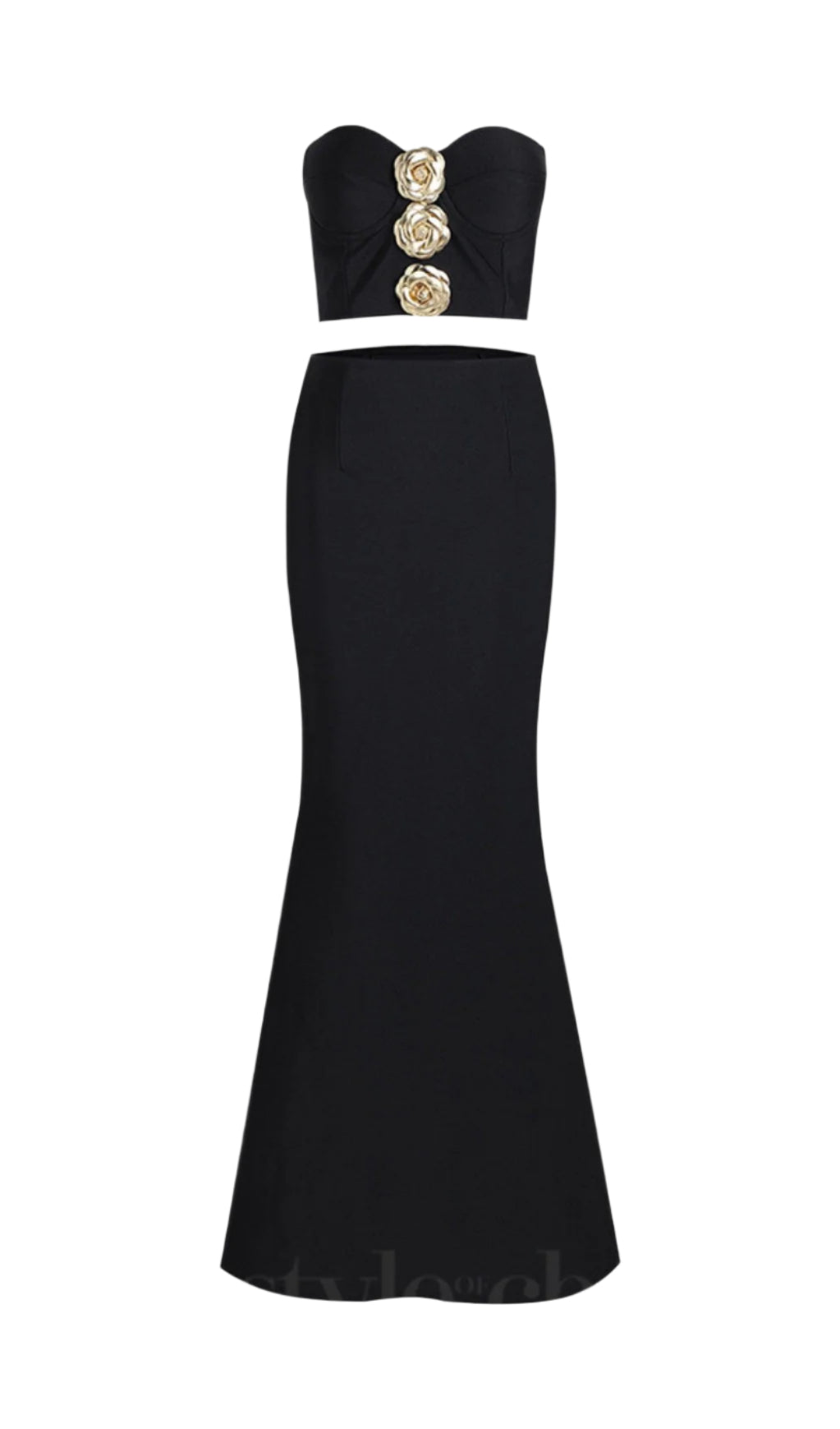 3D Flower Embellished Black Dress Set - Elegant Floral Lace Outfit for Women | Perfect for Parties, Weddings & Special Occasions
