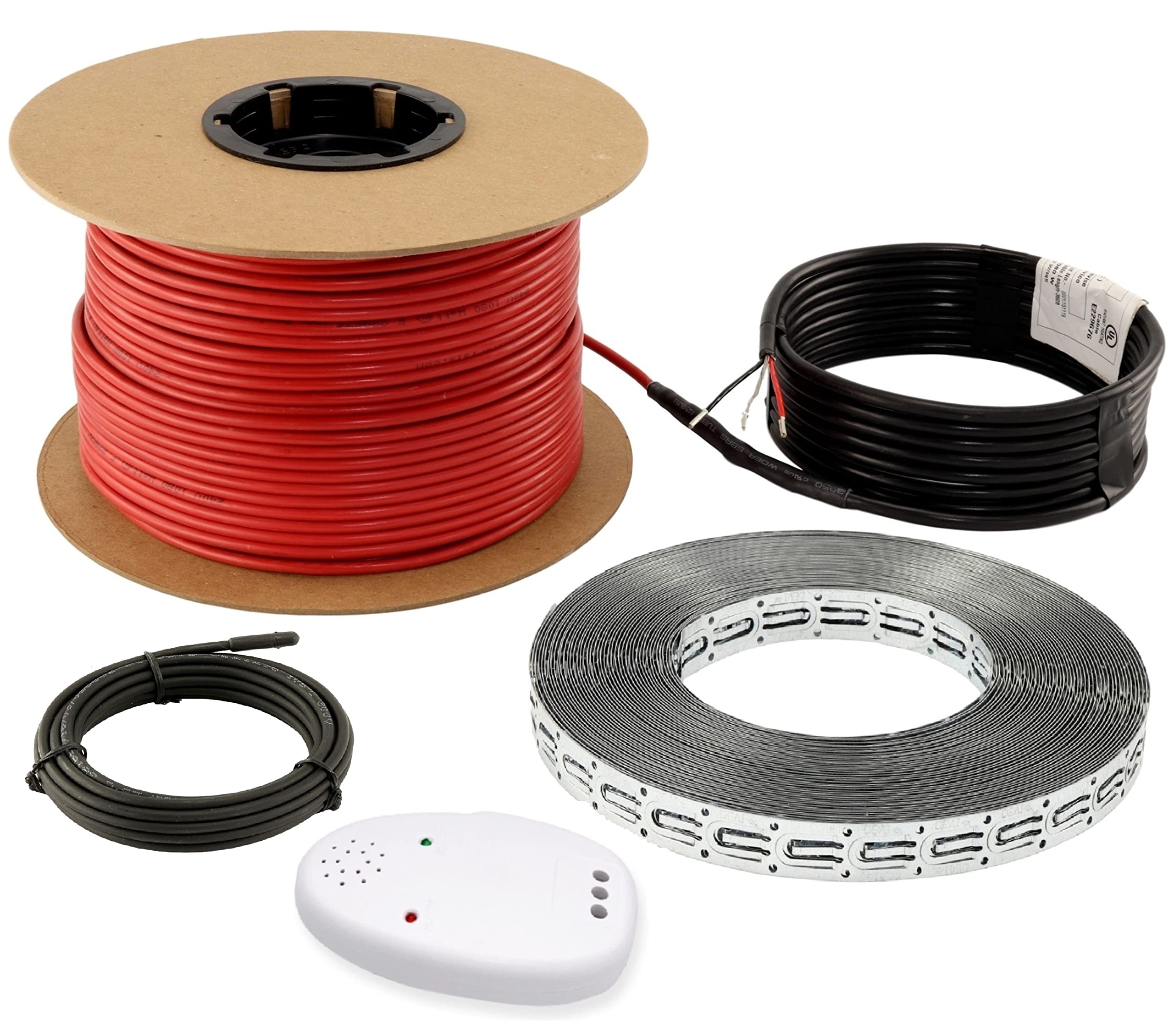 70sqft Electric Floor Heating Cable Kit - 120V Radiant Heat System for Tile, Vinyl & Laminate Floors - Includes Heating Wires, Straps, Sensor & Alarm - Perfect for Bathroom, Kitchen & Basement Floor Warming