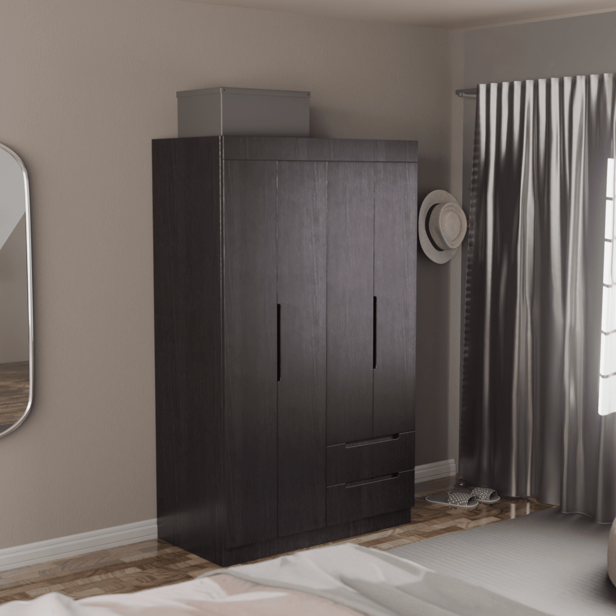 Harrison 4 Door Open Wardrobe Closet - Spacious Storage for Bedroom, Living Room & Walk-In Closet Organization