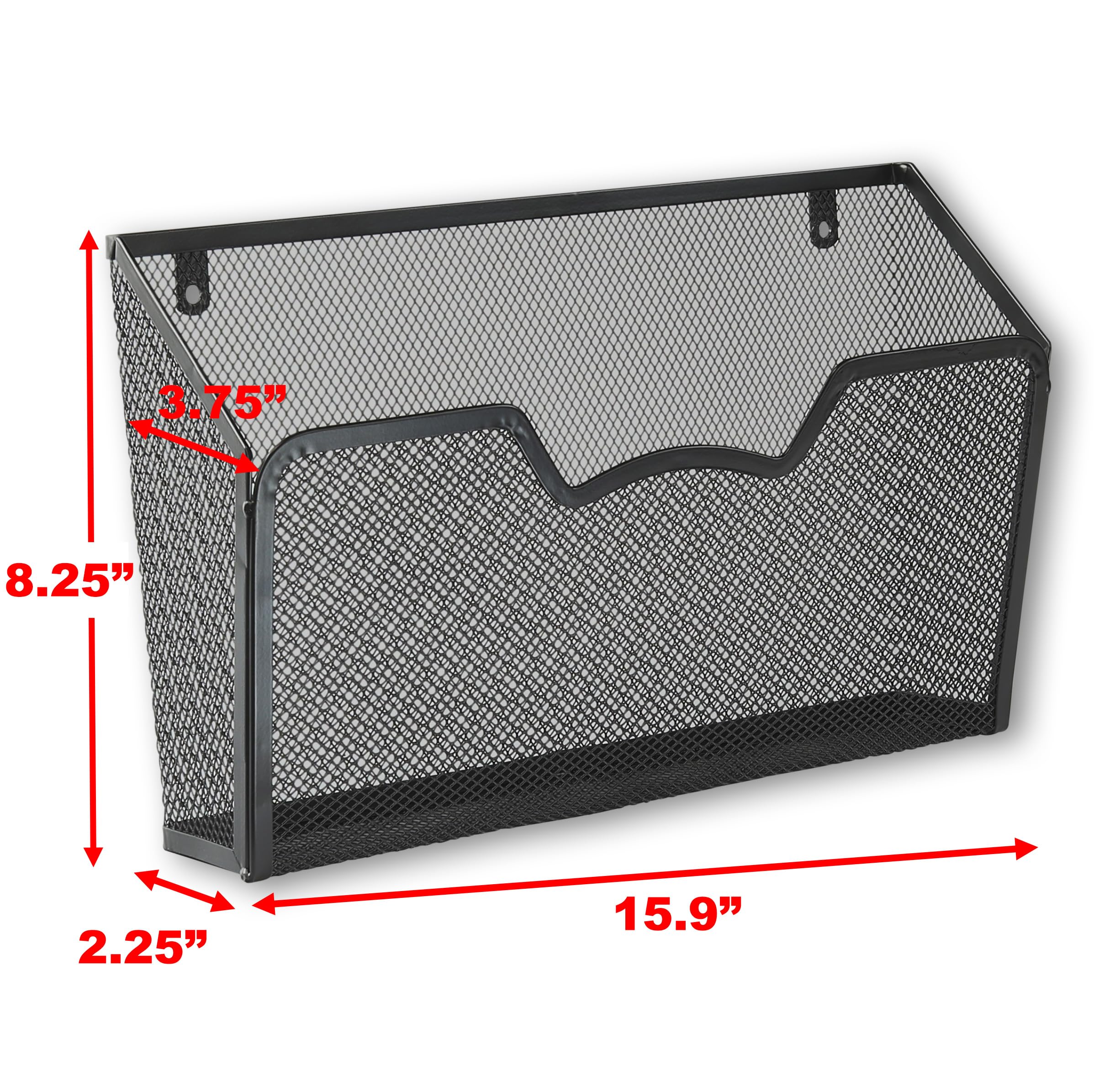 Wall Mount File Organizer - 3 Pack Black Single Pocket Document Holder for Home & Office Organization | Perfect for Bills, Mail, and Important Papers