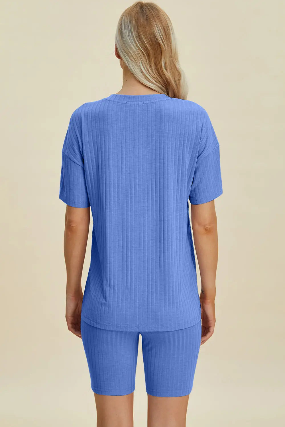 Basic Bae Full Size Ribbed V Neck Short Sleeve Top and Shorts Set - Women's Casual Summer Outfit for Beach, Lounge & Everyday Wear