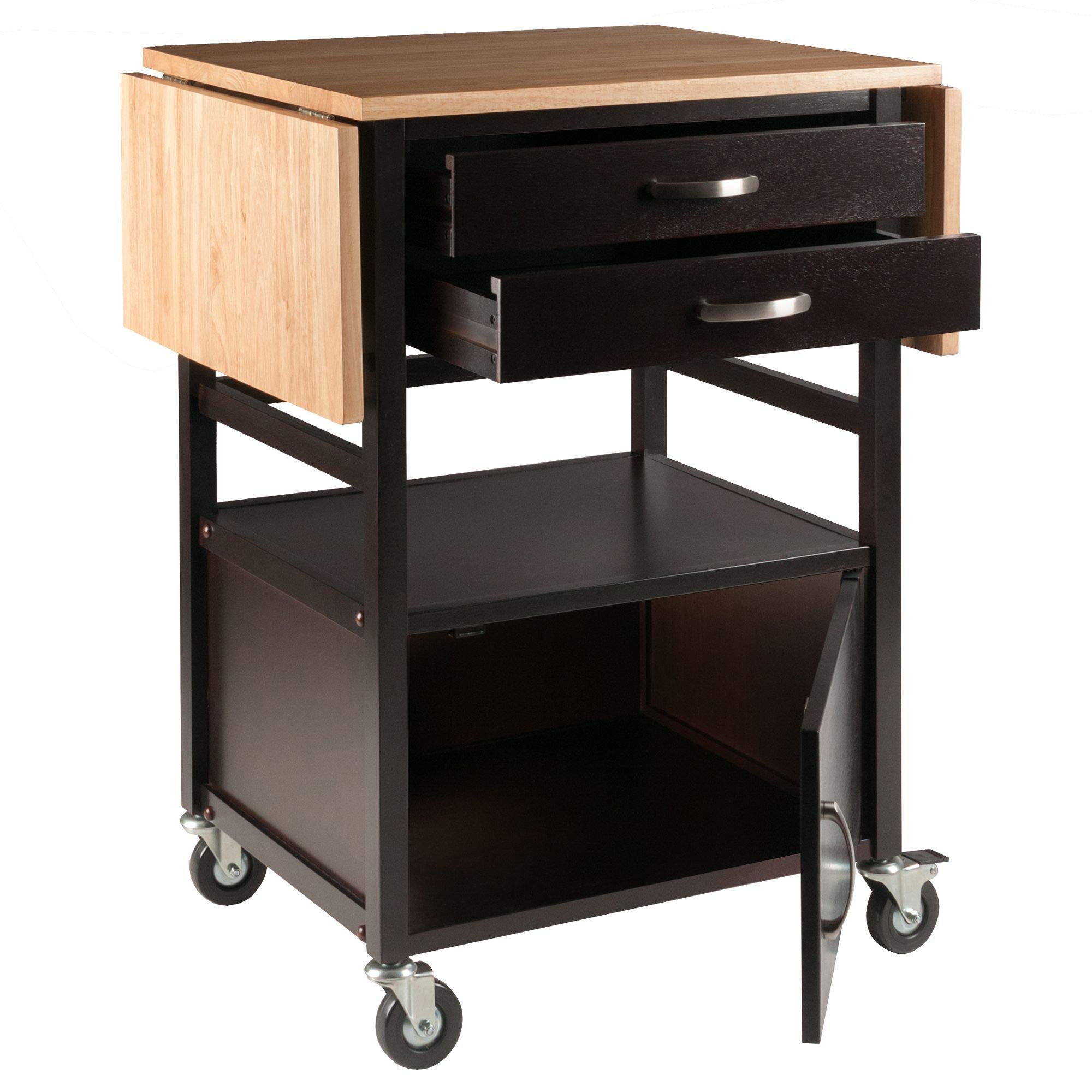Bellini Kitchen Cart with Coffee Finish - Portable Rolling Island for Small Spaces, Perfect for Coffee Bar, Breakfast Nook or Extra Counter Space in Kitchen, Dining Room or Apartment
