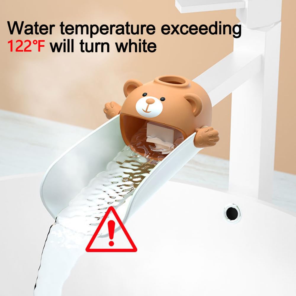 DLUCKY Faucet Extender for Sink - Temperature Sensitive Faucet Extension for Kids & Toddlers, Easy Install Hand Washing Faucet Adapter for Bathroom & Kitchen Sink (Green/Brown) - Perfect for Teaching Children to Wash Hands Safely