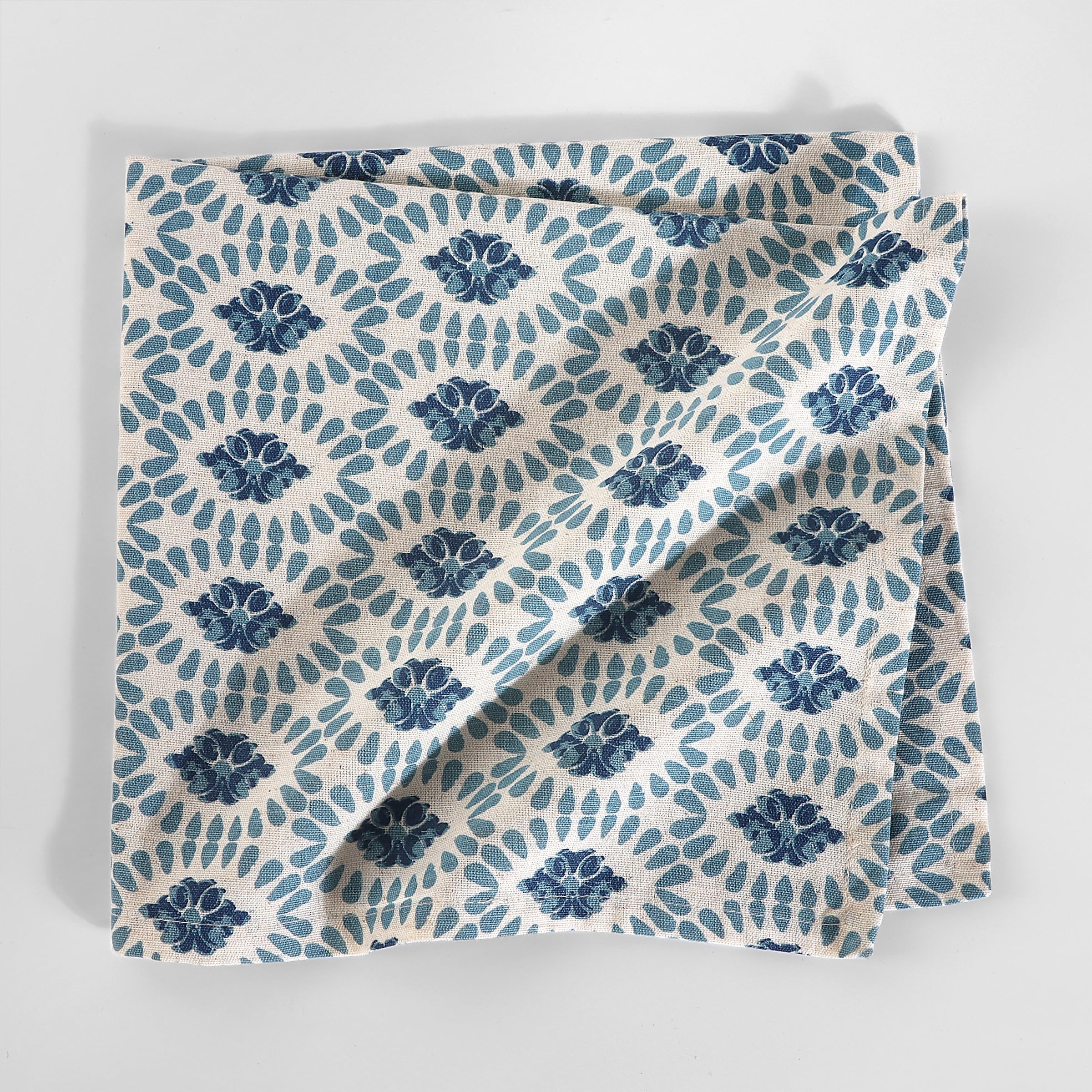 FINGERCRAFT 12-Pack Cotton Linen Blend Cloth Napkins Set - 20x20 Inch Printed Table Napkins with Mitered Corners, Washable & Reusable Dinner Napkins in Moroccan Design - Perfect for Formal Dining, Weddings, and Eco-Friendly Home Decor