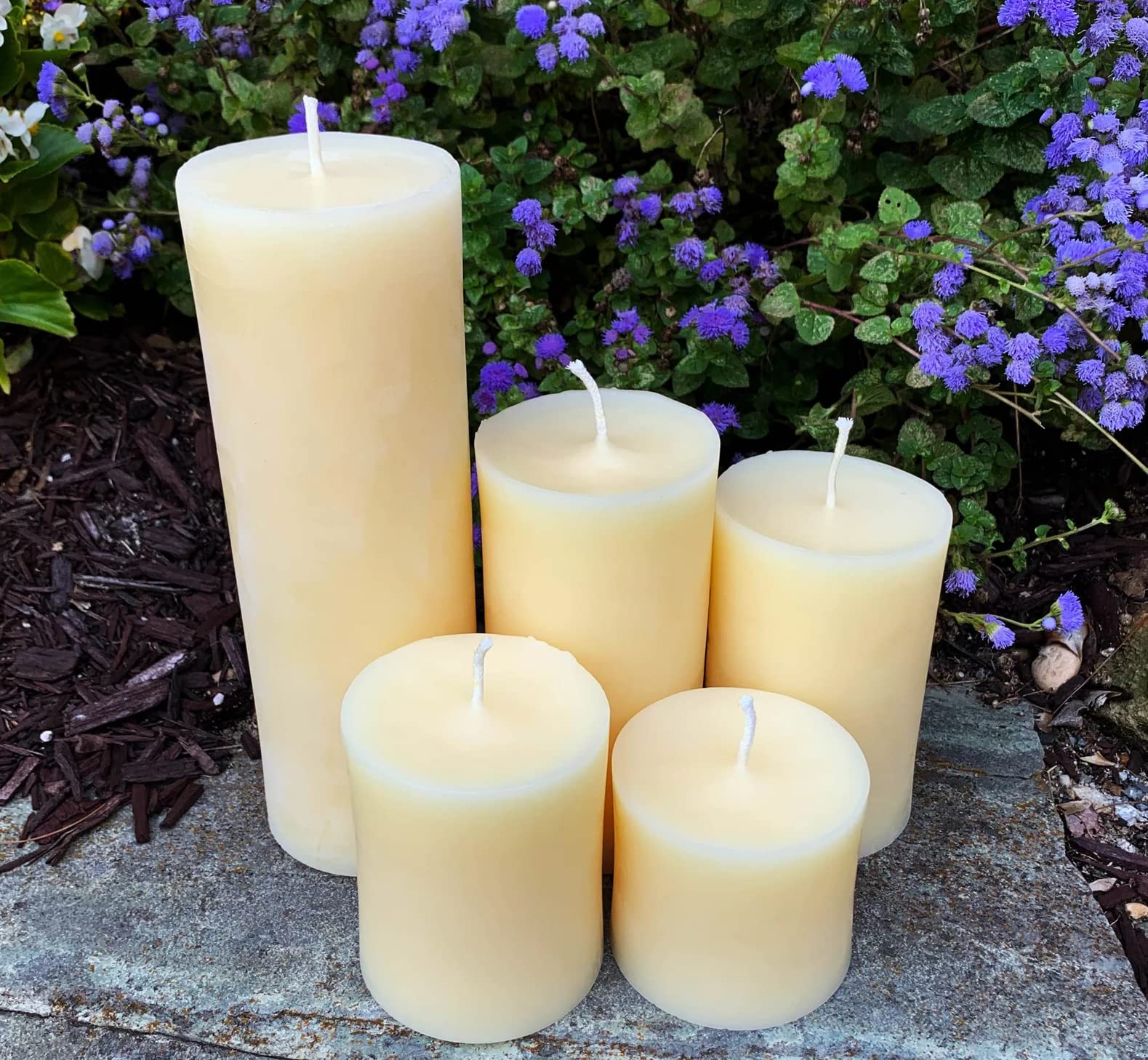 Pure Natural White Beeswax Pillar Candles Set of 5 - Unscented, Allergy-Friendly with Cotton Wicks for Clean Burning | Perfect for Home Decor, Centerpieces, Meditation, and Aromatherapy