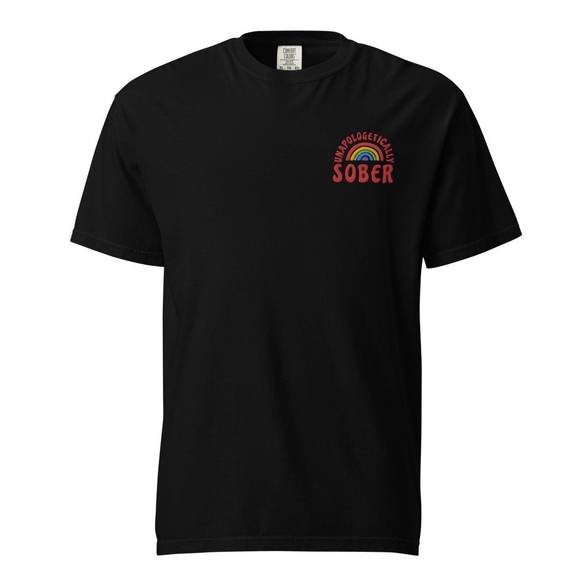Unapologetically Sober Embroidered Unisex Heavyweight Cotton T-Shirt - Perfect for Sober Living, Recovery Support & Addiction Awareness Events