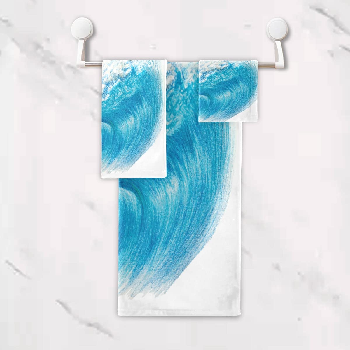 3-Piece Nautical Dolphin Bath Towel Set - Super Absorbent, Soft & Quick-Dry Cotton Bath Sheets for Bathroom, Beach & Pool Use