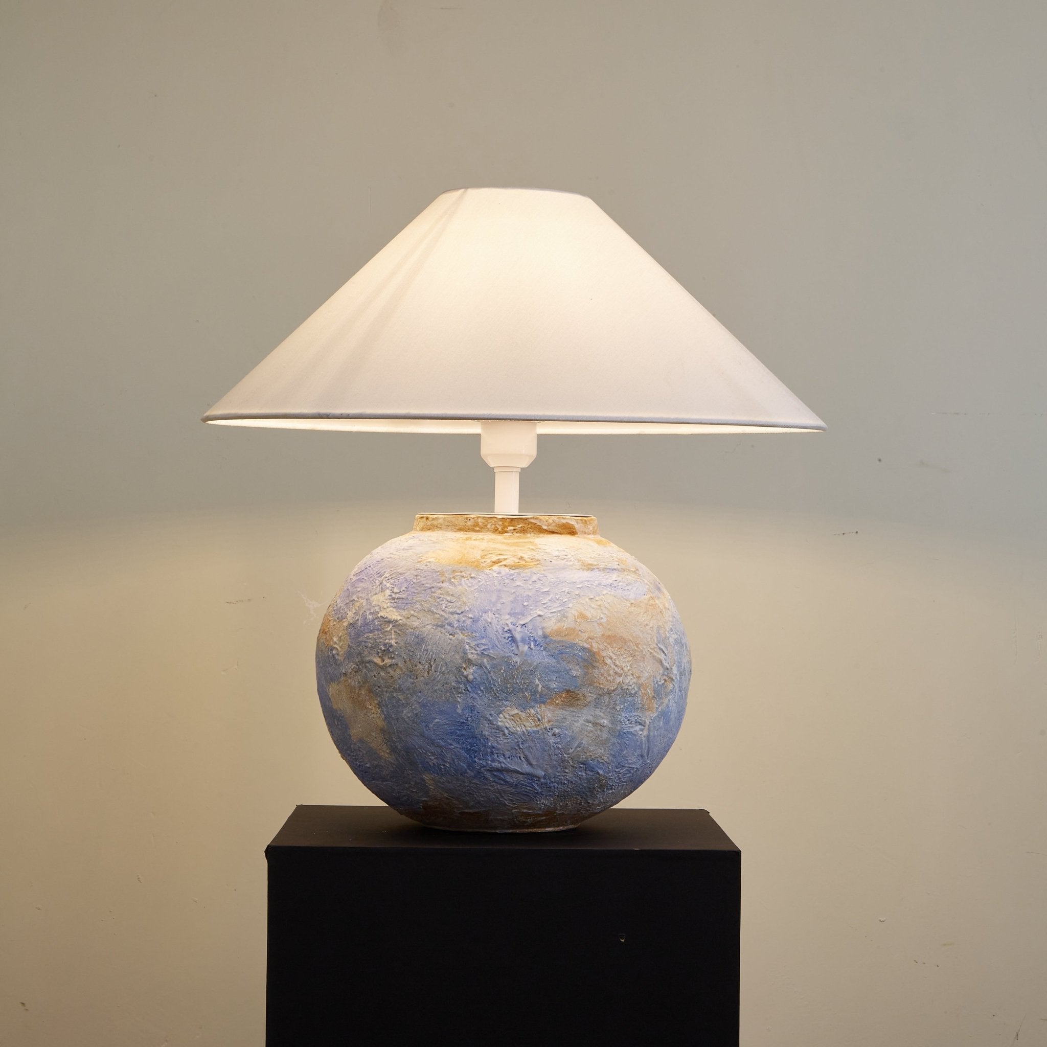 Aquarelle Terra Table Lamp - Modern Ceramic Bedside Lamp with Hand-Painted Design, Warm White Light for Living Room, Bedroom, or Office Decor