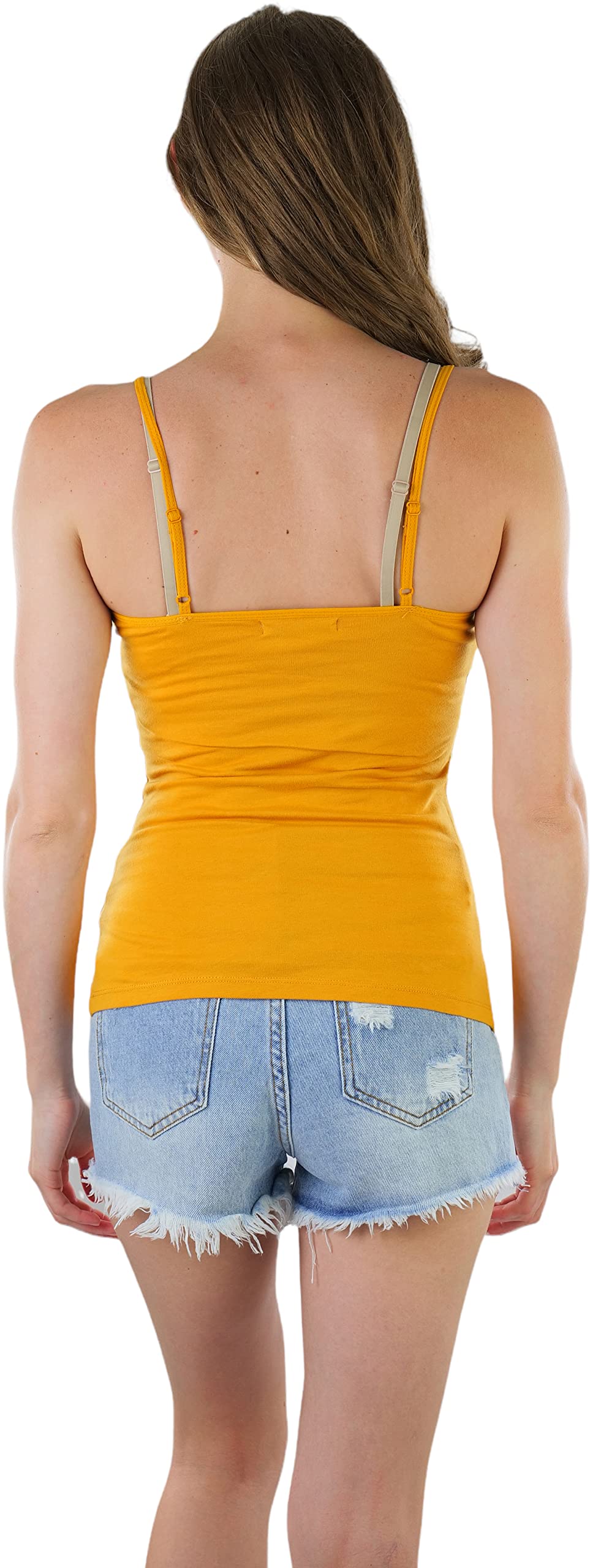 ToBeInStyle Women's Adjustable Spaghetti Strap Cropped Cami Top with Built-in Shelf Bra - Sexy Summer Tank for Casual Wear, Beach & Layering