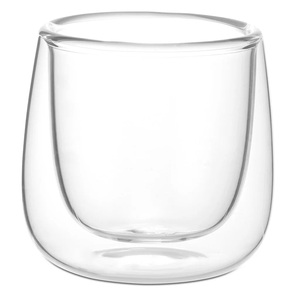 Comatec Double Wall Insulated Glass Coffee Mug - 2.7 oz (80ml) - Perfect for Hot & Cold Drinks, Ideal for Home, Office, and Travel Use