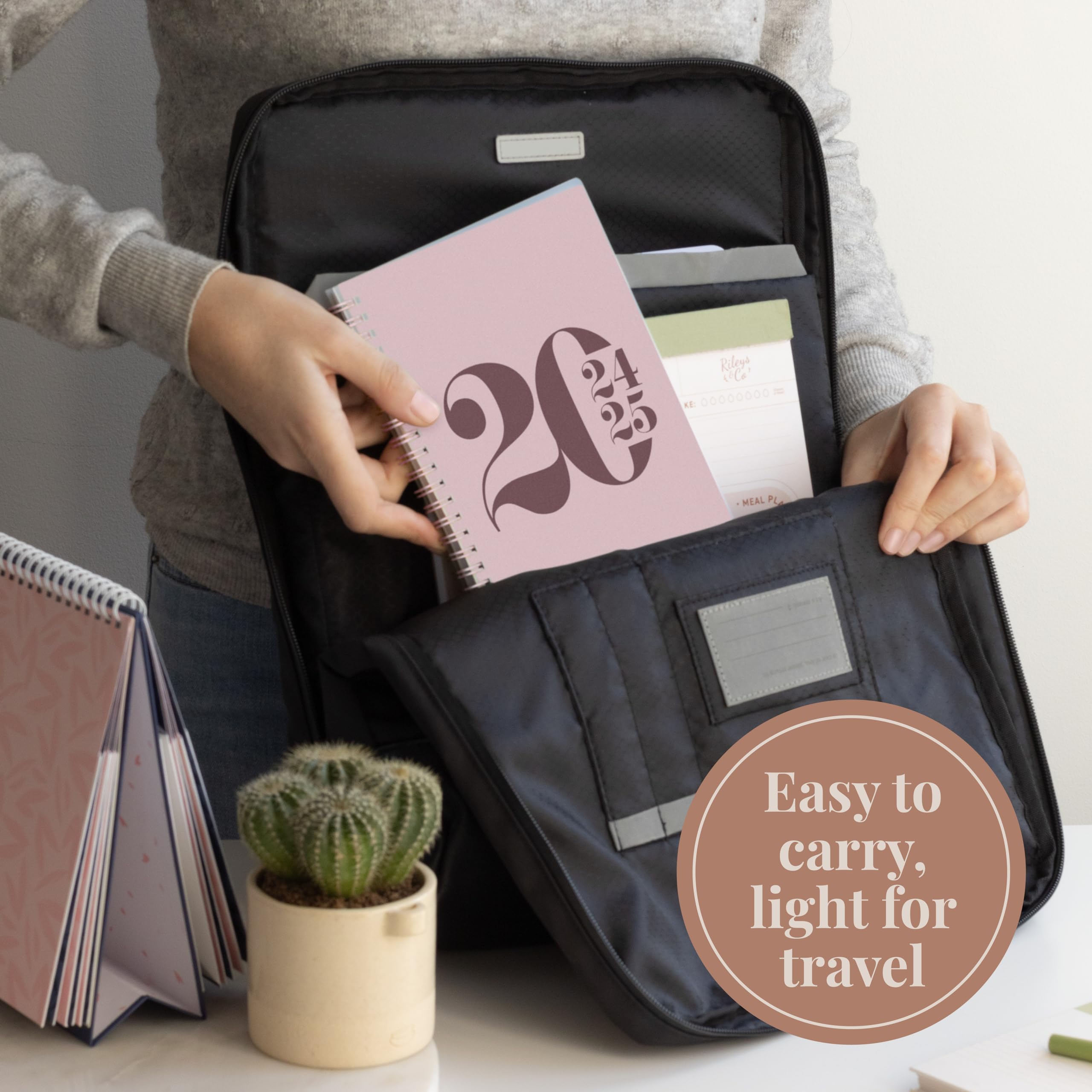 Rileys 2024-2025 Academic Planner - 18 Month Weekly & Monthly Organizer (July 2024-Dec 2025) with Flexible Cover & Notes Pages - 20x15cm Pink Student Diary | Perfect for College Schedule Planning, Homework Tracking & Time Management