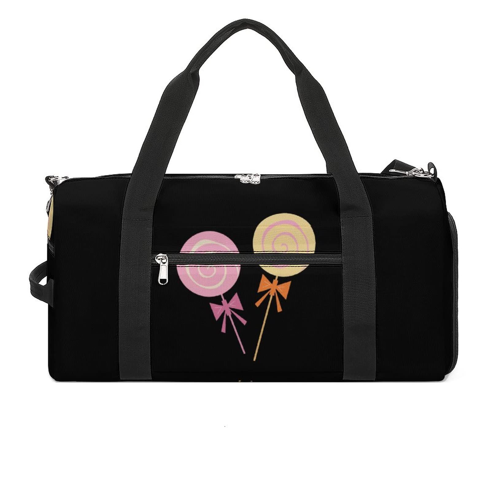 **Cartoon Lollipop Gym Bag - Sports Duffel Bag for Travel, Weekender Overnight Tote Shoulder Bag with Shoe Compartment - Perfect for Gym, Sports, Travel & Weekend Getaways**