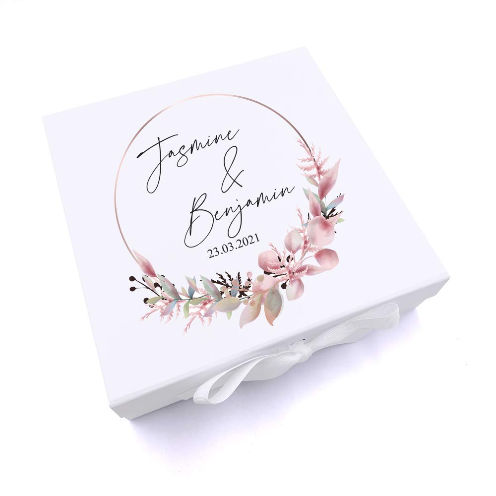Personalized Keepsake Box for Wedding - Engraved Memory Chest Gift Box (Large) - Perfect for Anniversary, Bridal Shower & Couple's Romantic Keepsakes