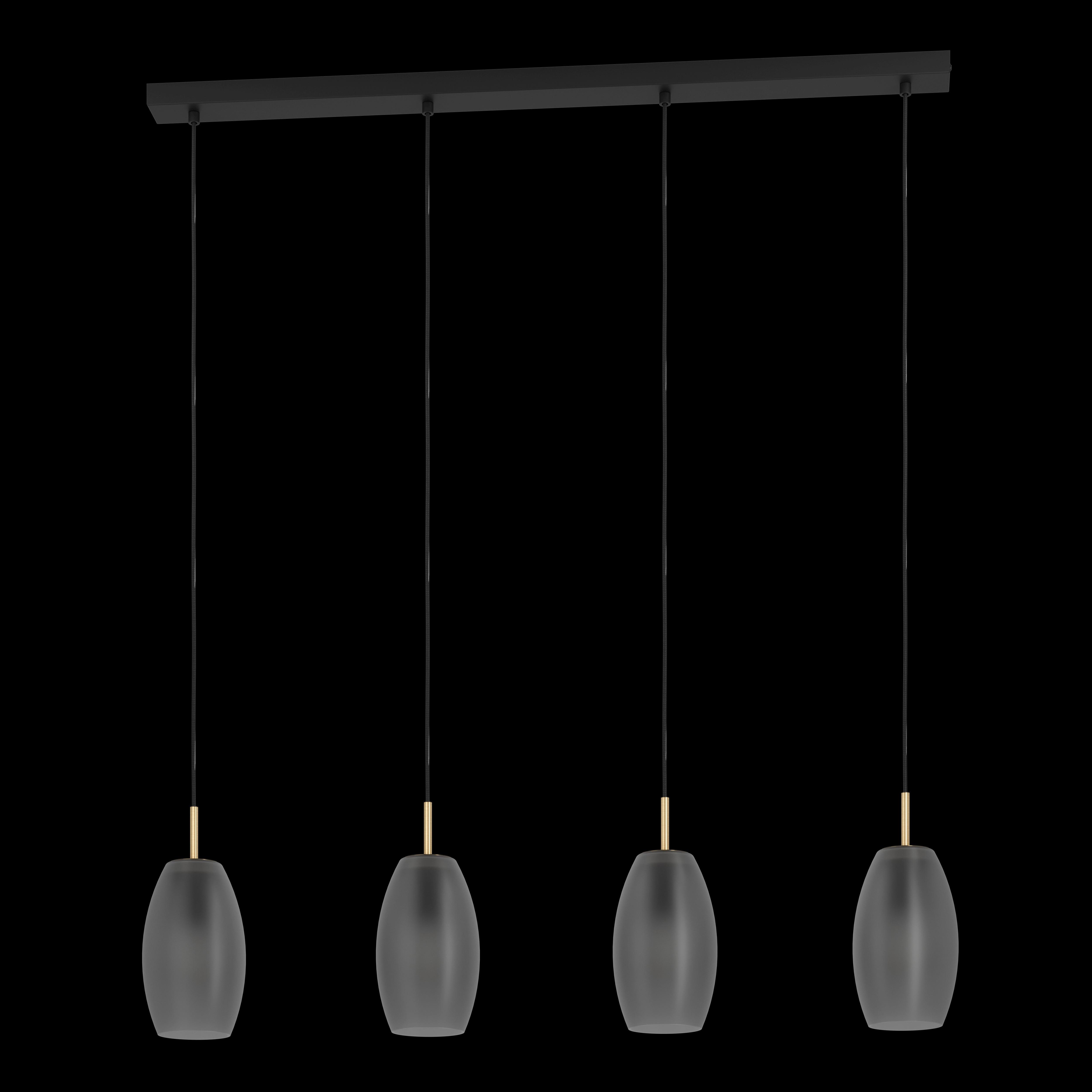 Eglo Batista 4-Light Pendant Light Fixture - Grey Satin Glass & Brass Finish - Modern Dining Room, Kitchen Island or Entryway Lighting
