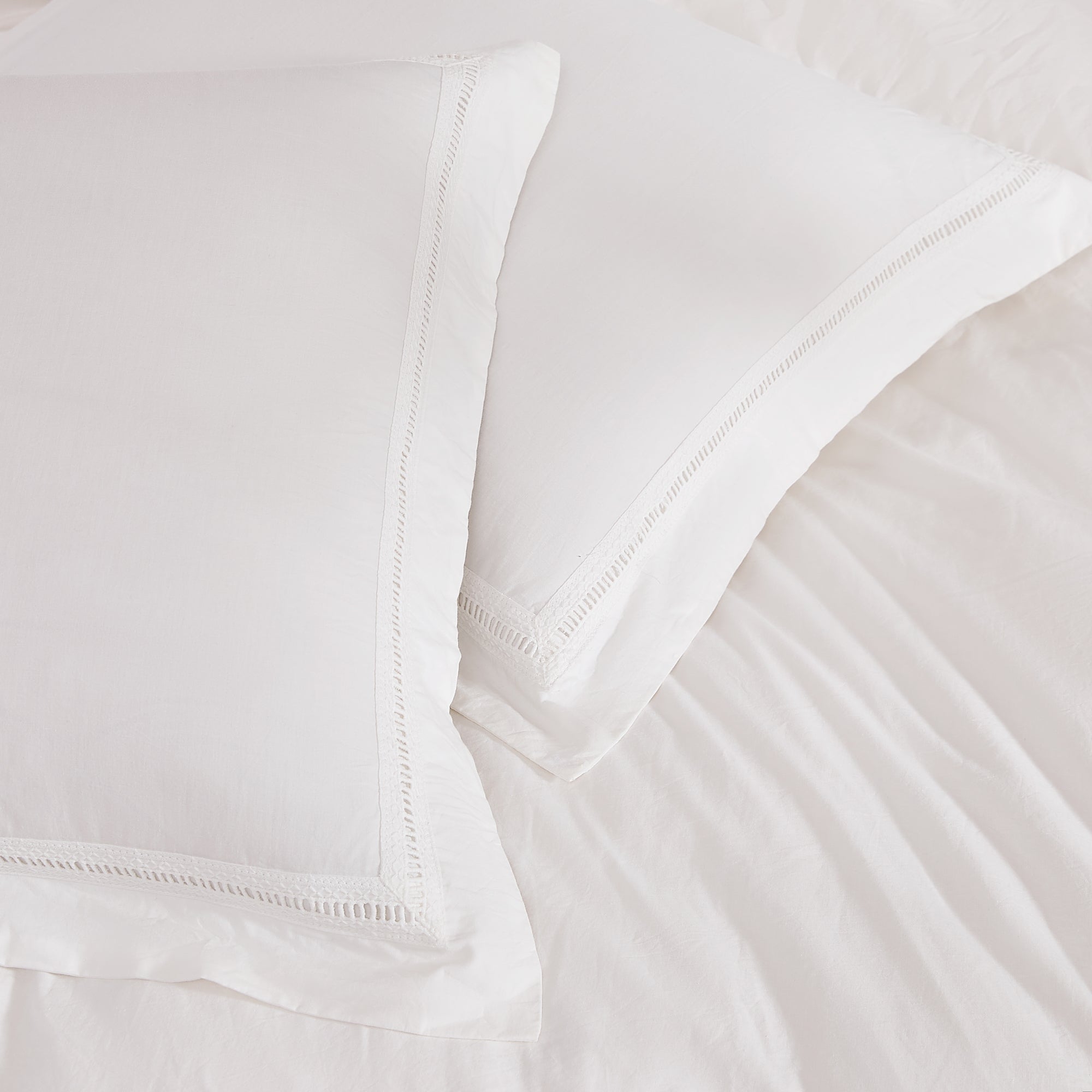 Doris Eyelet Inset Trim Cotton Duvet Cover Set - Queen Size Bedding Set with Pillowcases - Breathable Soft Duvet Cover for Bedroom, Guest Room & Dorm Decor