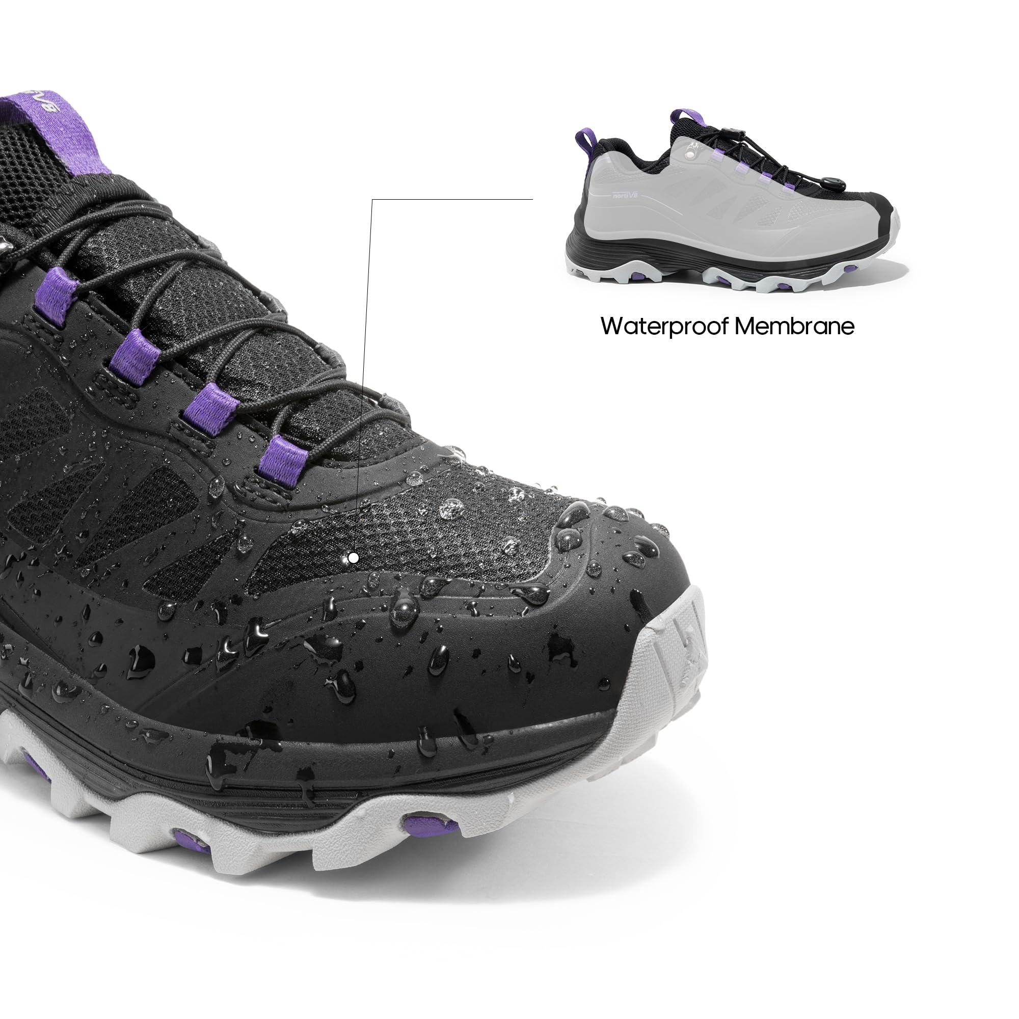NORTIV 8 Women's Waterproof Hiking Shoes - Quick Lace Trail Running Sneakers for Outdoor Walking, Trekking, Camping & Tennis - Lightweight Non-Slip Canyon Hikers for Women (Perfect for Hiking, Travel & Daily Wear)