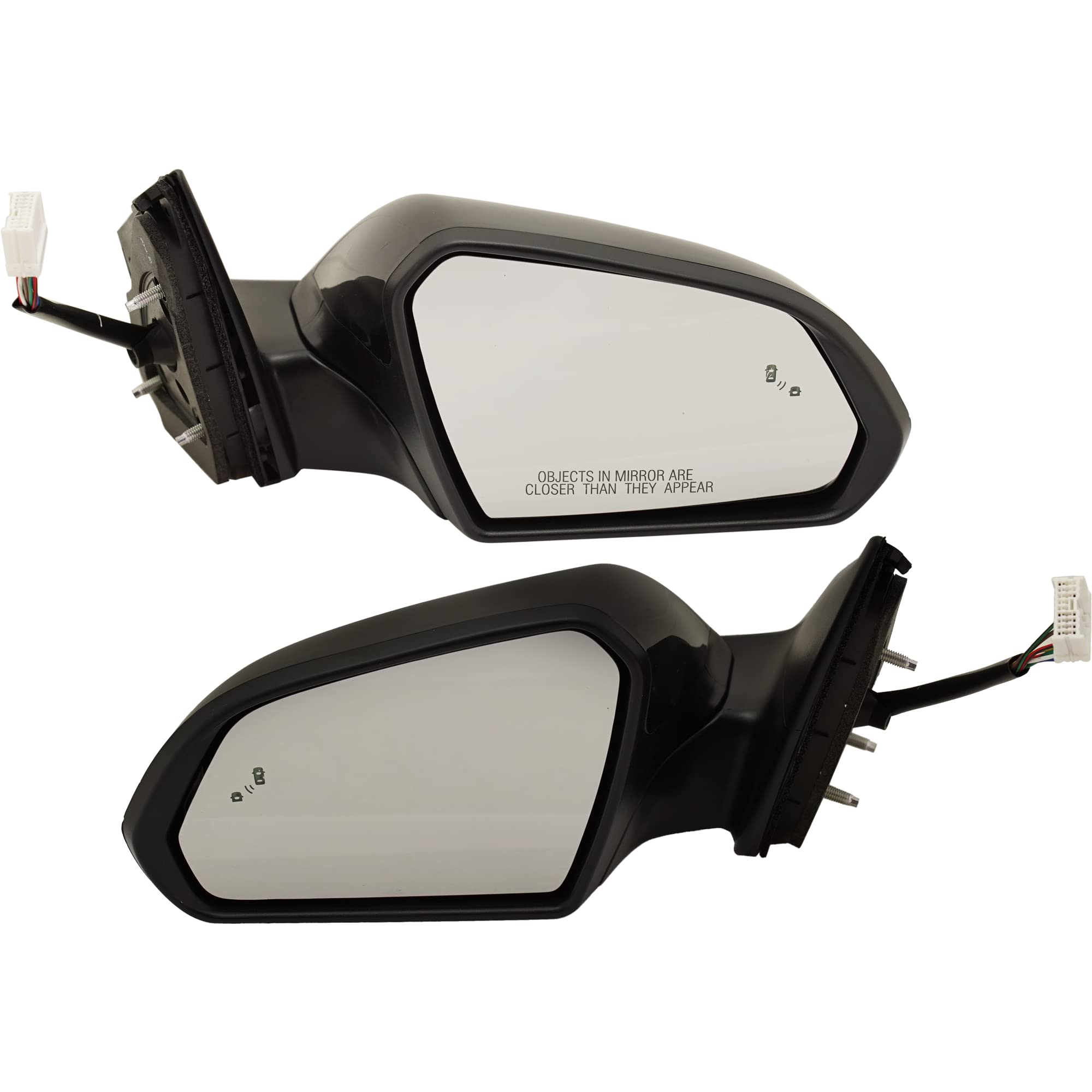 2018-2019 Hyundai Sonata Power Heated Side Mirrors - Driver & Passenger with Turn Signal & Blind Spot Monitor | Matte Black Paintable | Winter Driving Safety Upgrade