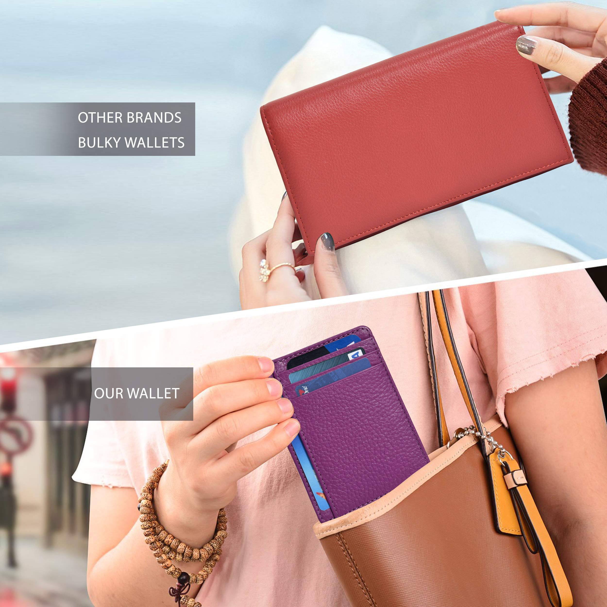Slim RFID Blocking Leather Wallet for Men & Women - Minimalist Front Pocket Card Holder with Money Clip | Perfect for Travel, Everyday Carry & Gift Giving
