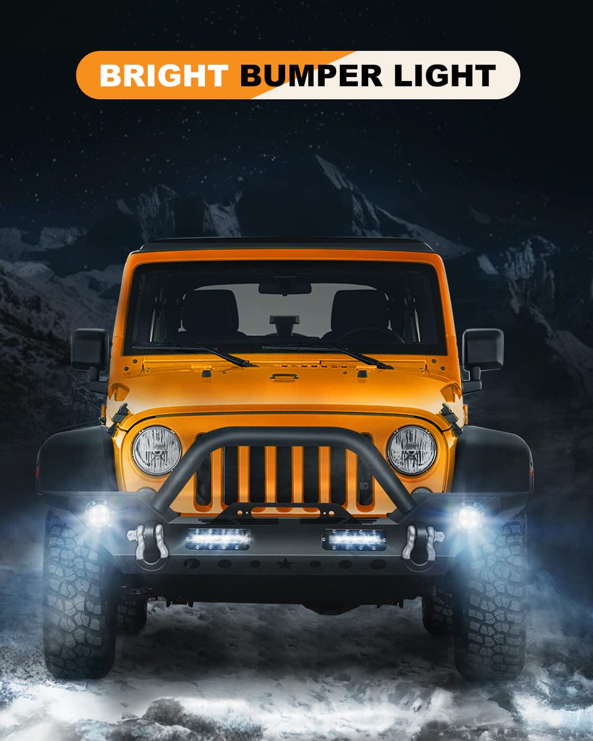 OCPTY Black Textured Front Bumper with D-Ring & LED Lights | Winch Plate Compatible with 2007-2018 Jeep Wrangler JK | Off-Road Adventure & Truck Accessories Upgrade