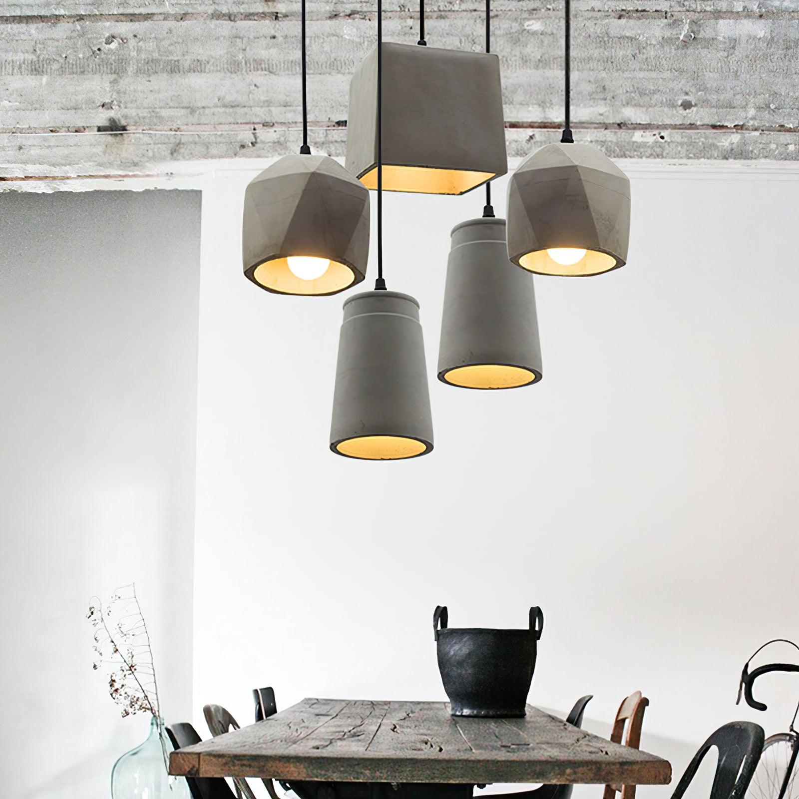 Georgia Cement Pendant Light - Industrial Modern Ceiling Fixture for Kitchen Island, Dining Room & Bedroom Lighting